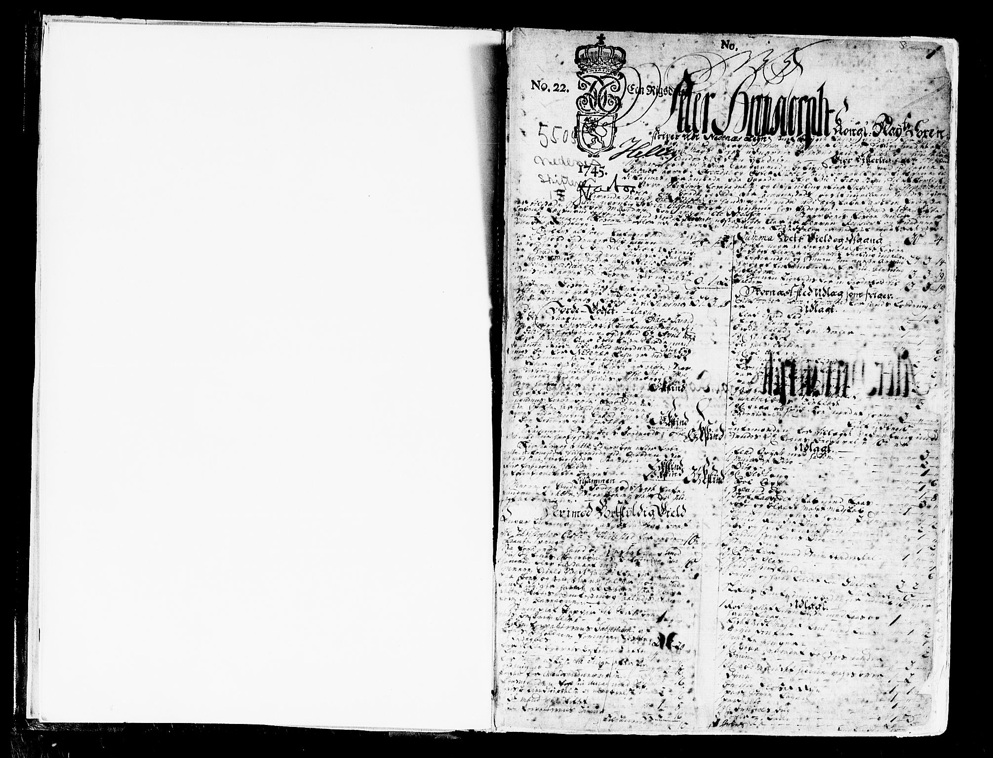 Nedenes sorenskriveri før 1824, SAK/1221-0007/H/Hc/L0023: Skifteprotokoll med register nr 17, 1744-1749, p. 0b-1a