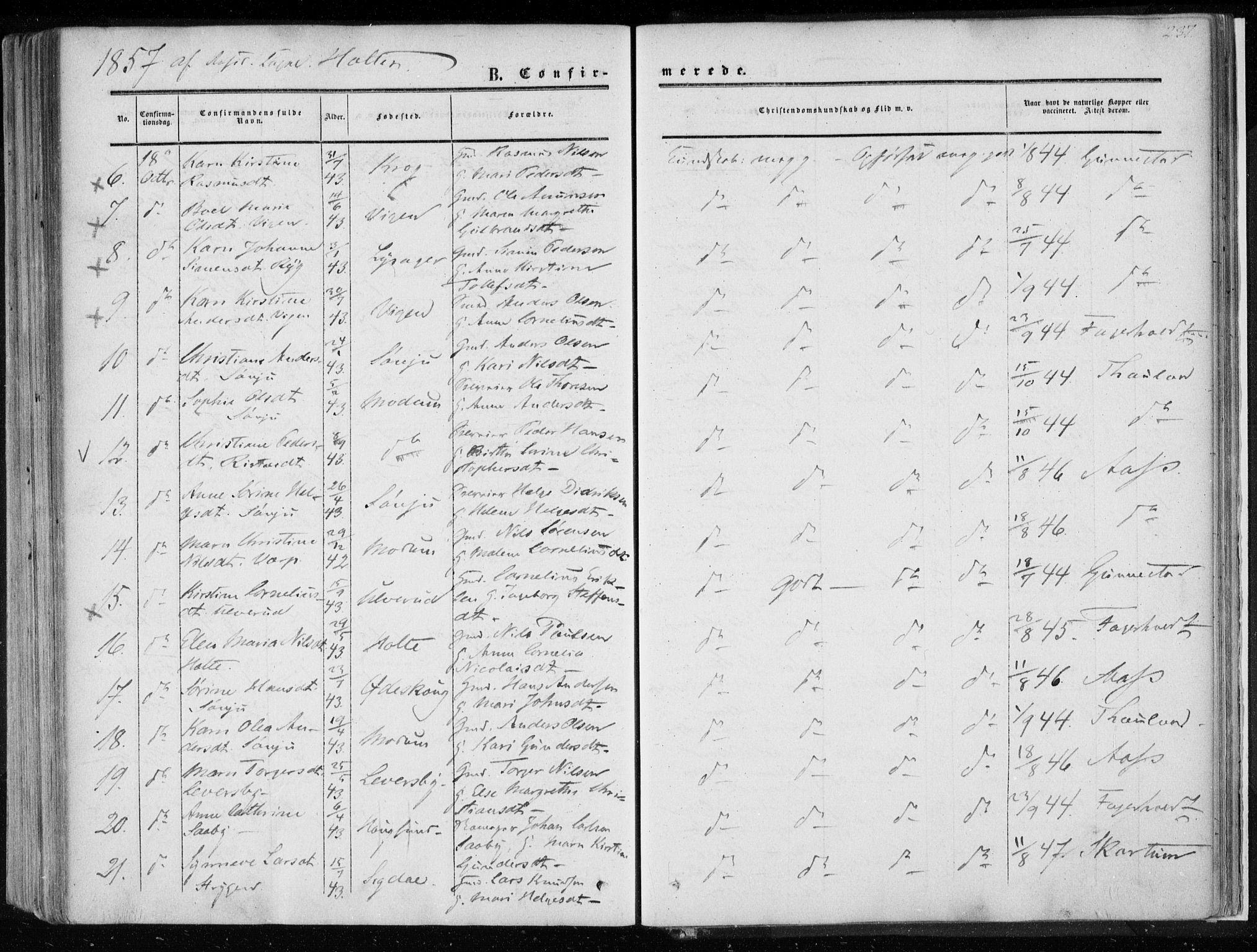 Eiker kirkebøker, AV/SAKO-A-4/F/Fa/L0015a: Parish register (official) no. I 15A, 1854-1860, p. 237