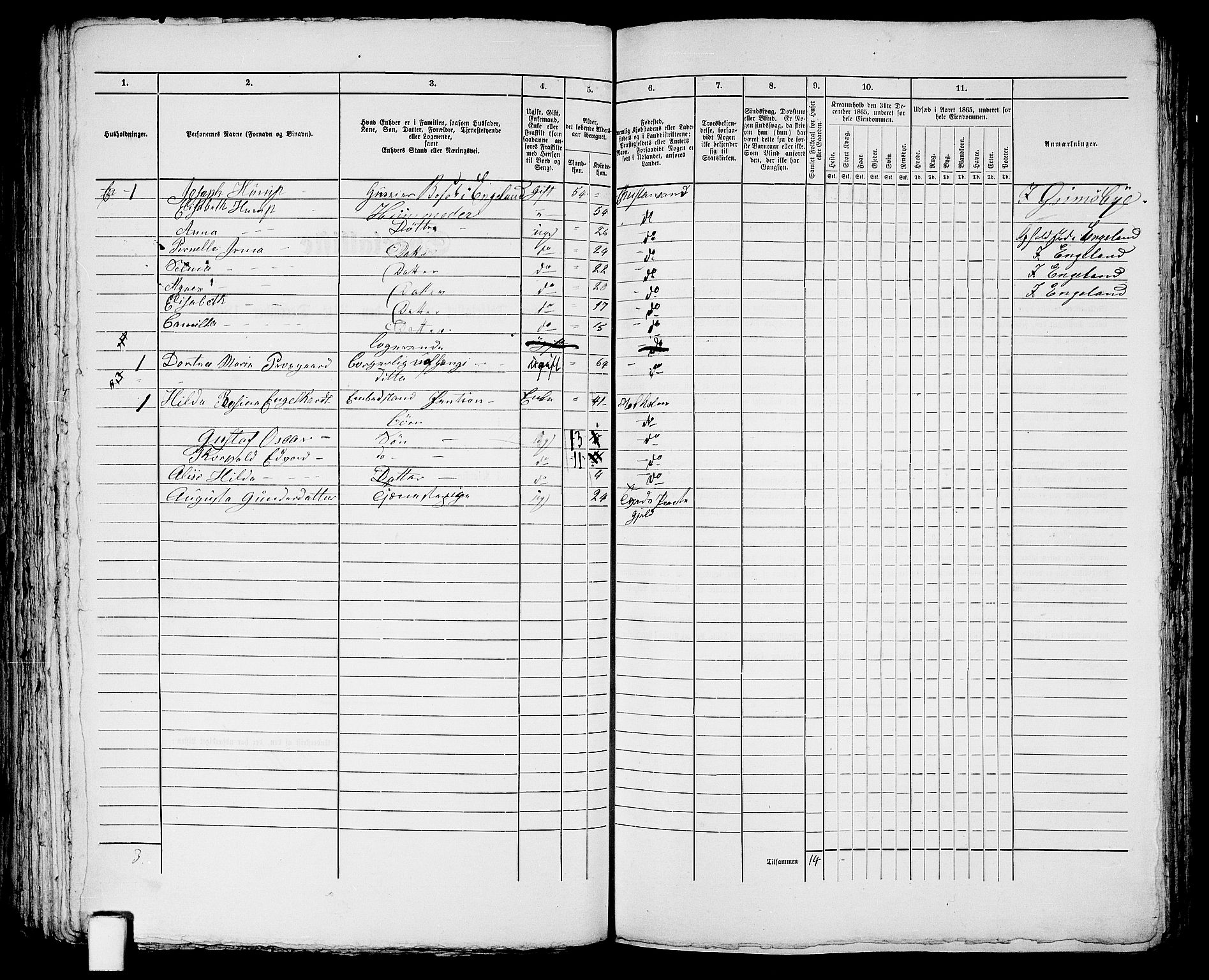 RA, 1865 census for Kristiansand, 1865, p. 1757