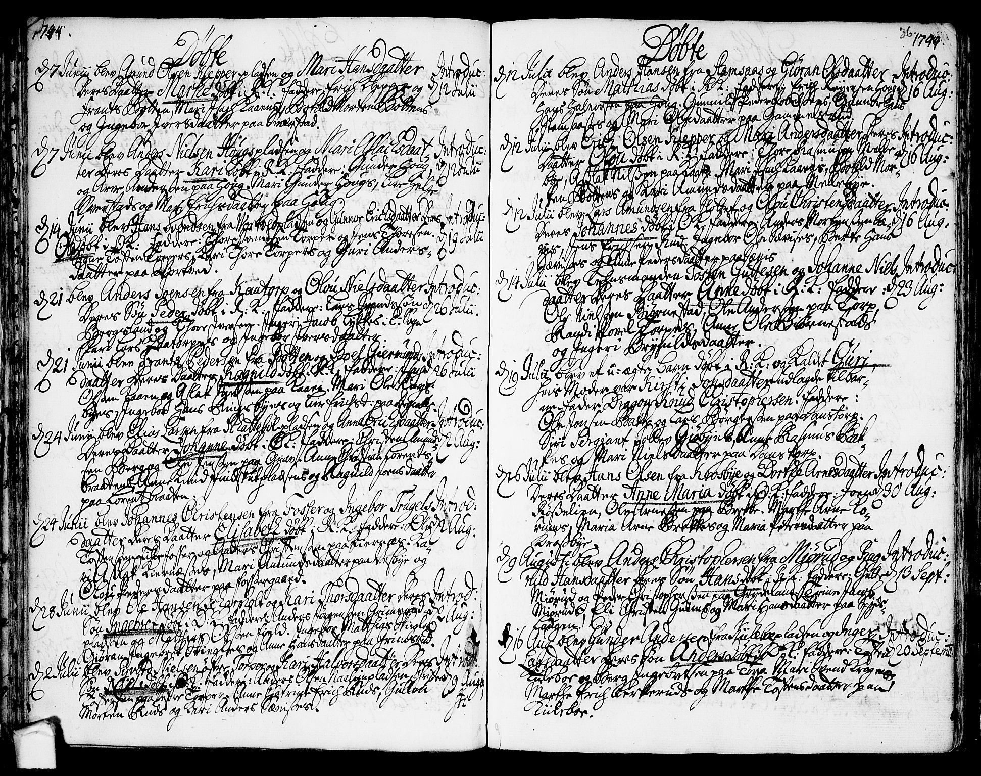 Rakkestad prestekontor Kirkebøker, AV/SAO-A-2008/F/Fa/L0002: Parish register (official) no. I 2, 1741-1751, p. 36