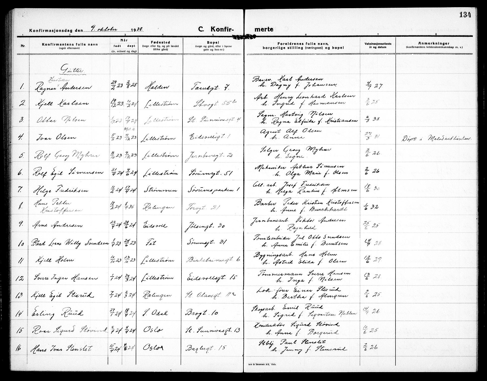 Skedsmo prestekontor Kirkebøker, AV/SAO-A-10033a/G/Gc/L0003: Parish register (copy) no. III 4, 1926-1939, p. 134