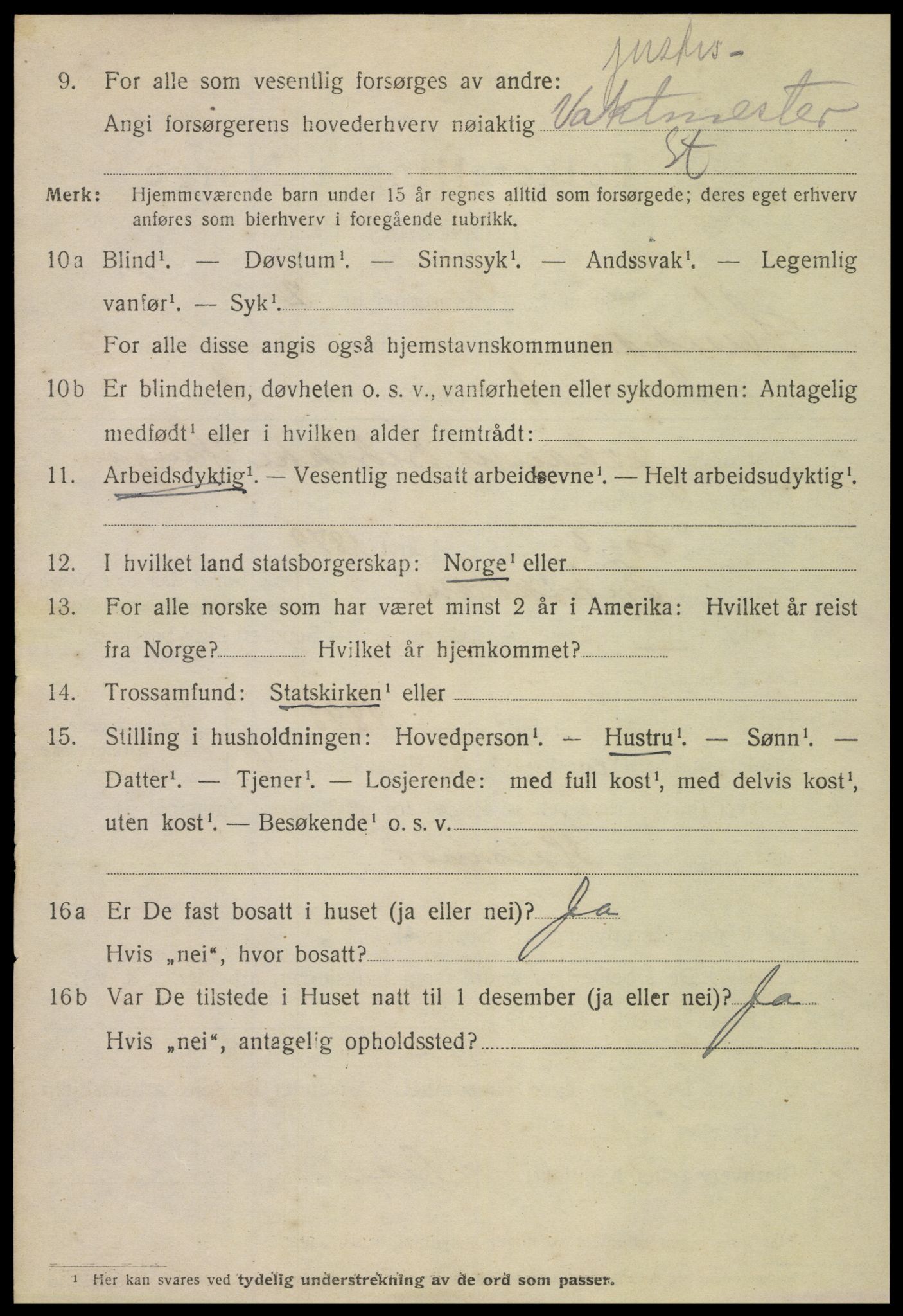 SAT, 1920 census for Steinkjer, 1920, p. 4087