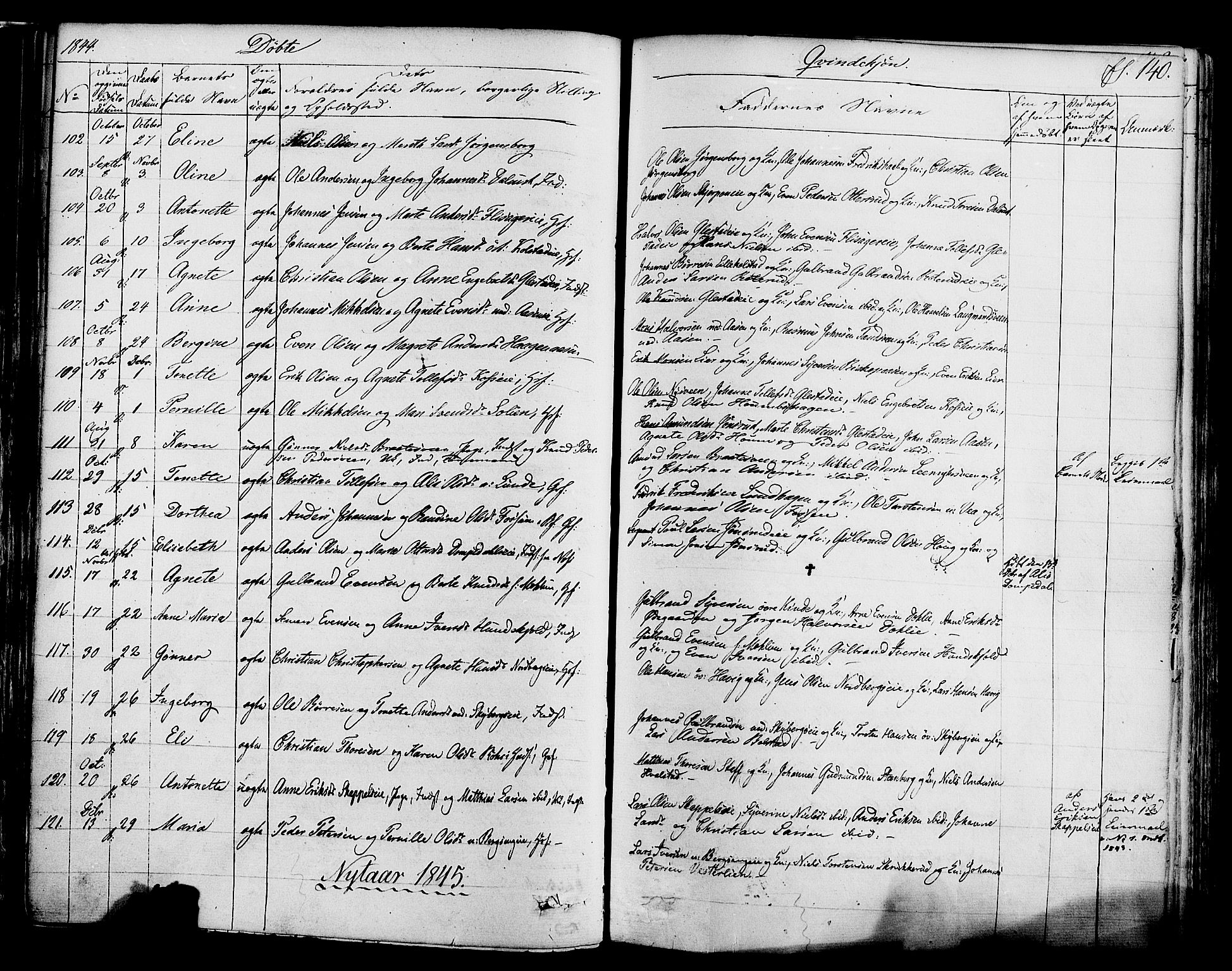 Ringsaker prestekontor, SAH/PREST-014/K/Ka/L0008: Parish register (official) no. 8, 1837-1850, p. 140