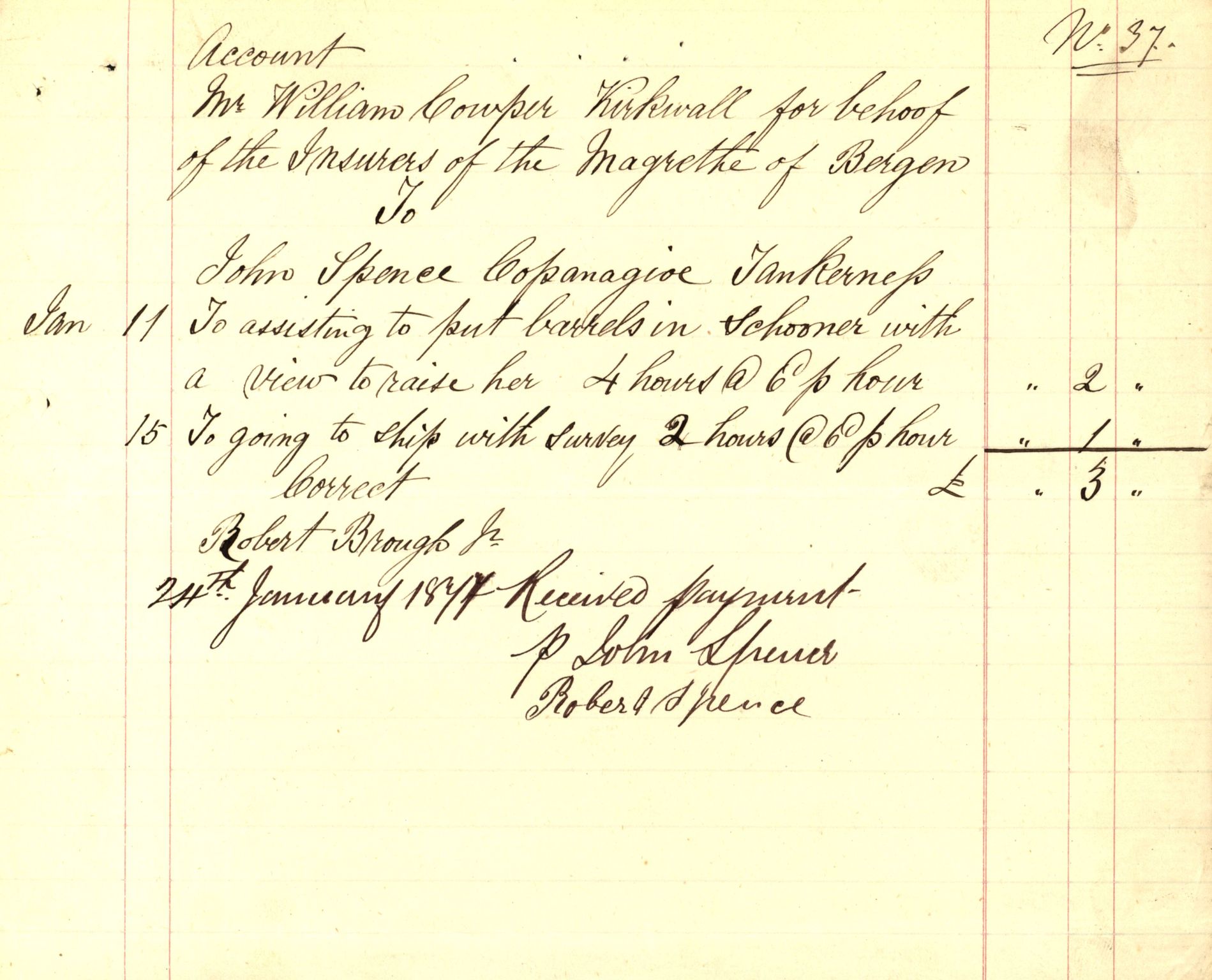 Pa 63 - Østlandske skibsassuranceforening, VEMU/A-1079/G/Ga/L0009/0021: Havaridokumenter / Margrethe af Bergen, 1877
