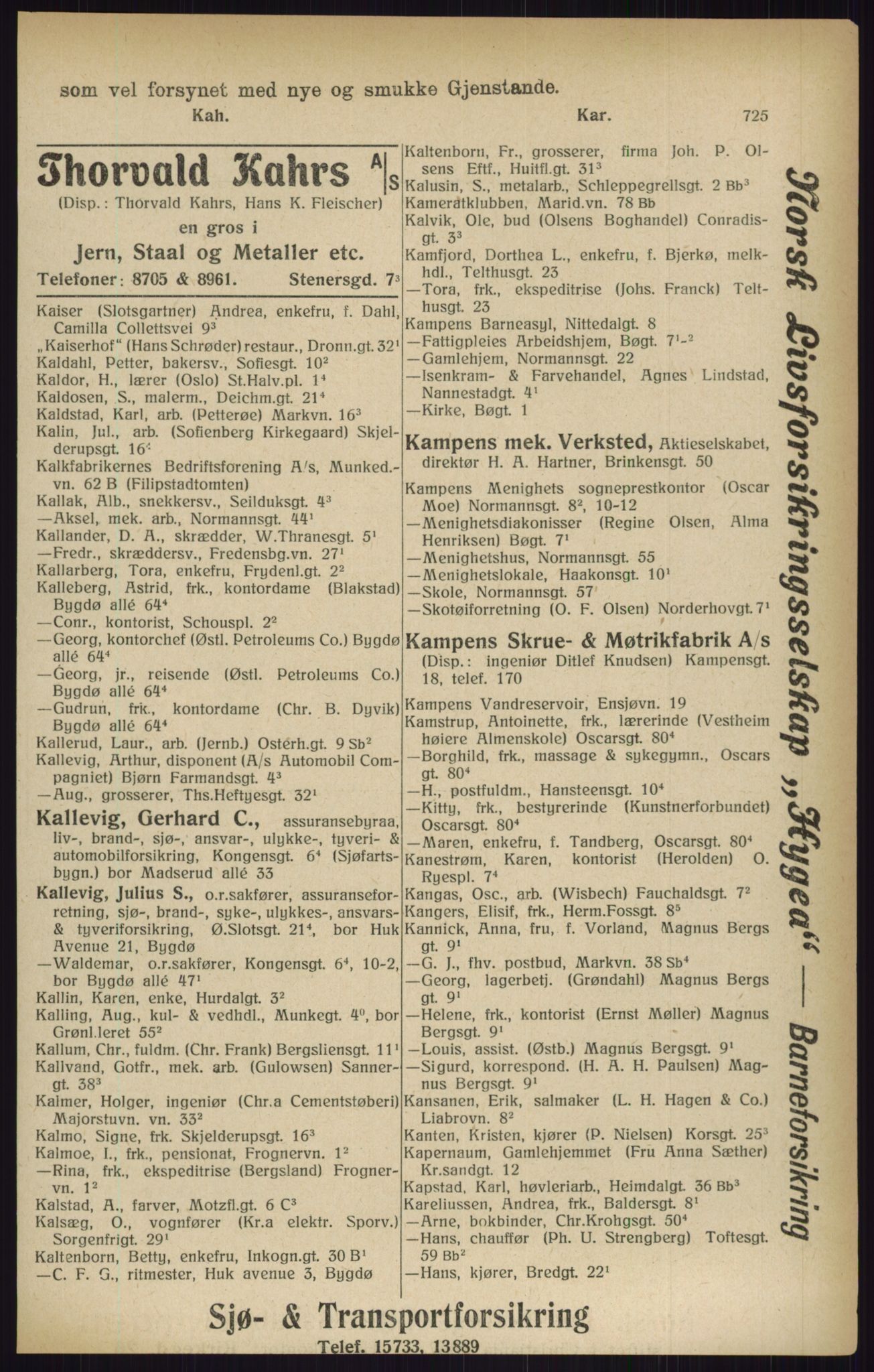 Kristiania/Oslo adressebok, PUBL/-, 1916, p. 725