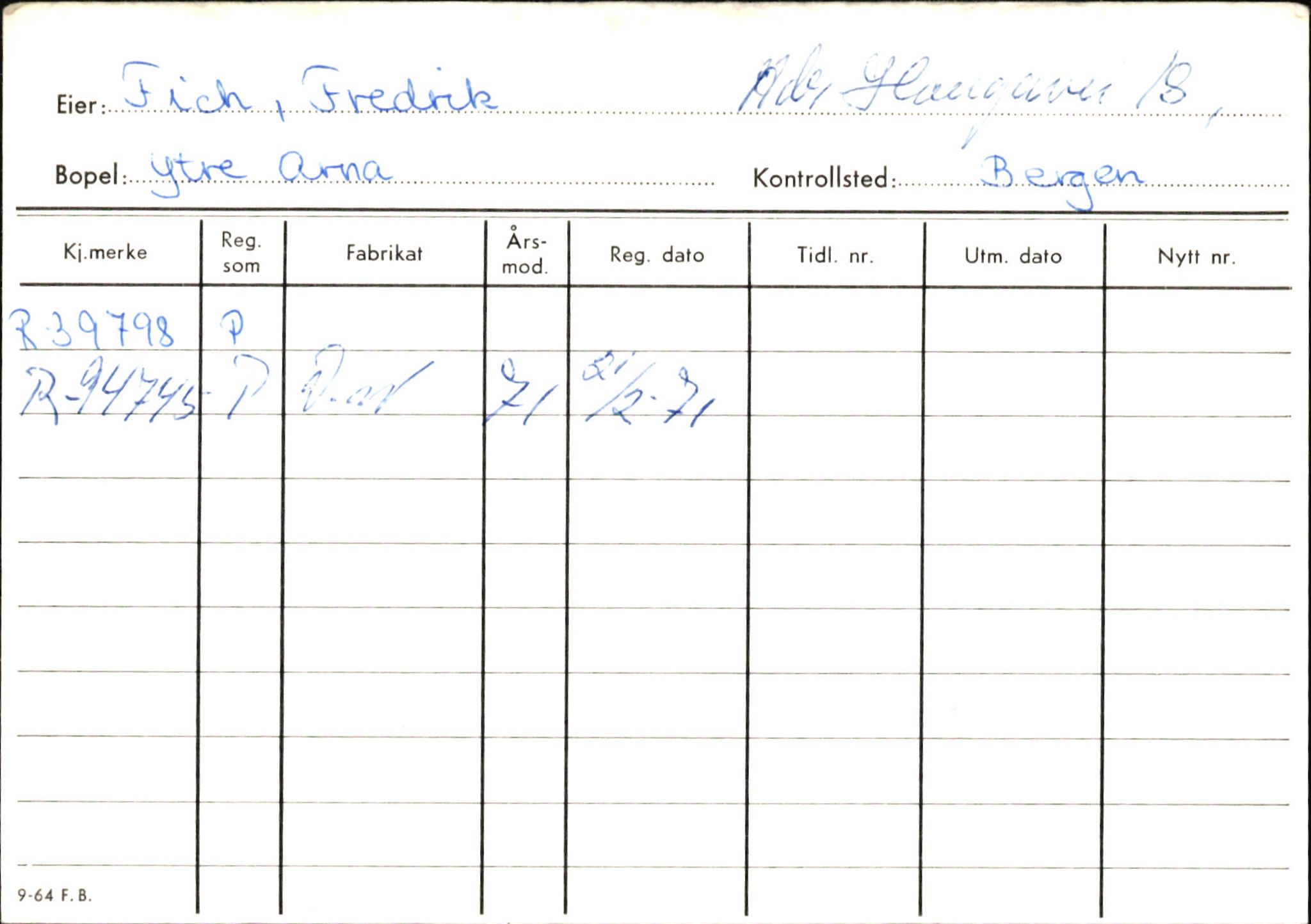 Statens vegvesen, Hordaland vegkontor, AV/SAB-A-5201/2/Ha/L0013: R-eierkort F, 1920-1971, p. 4