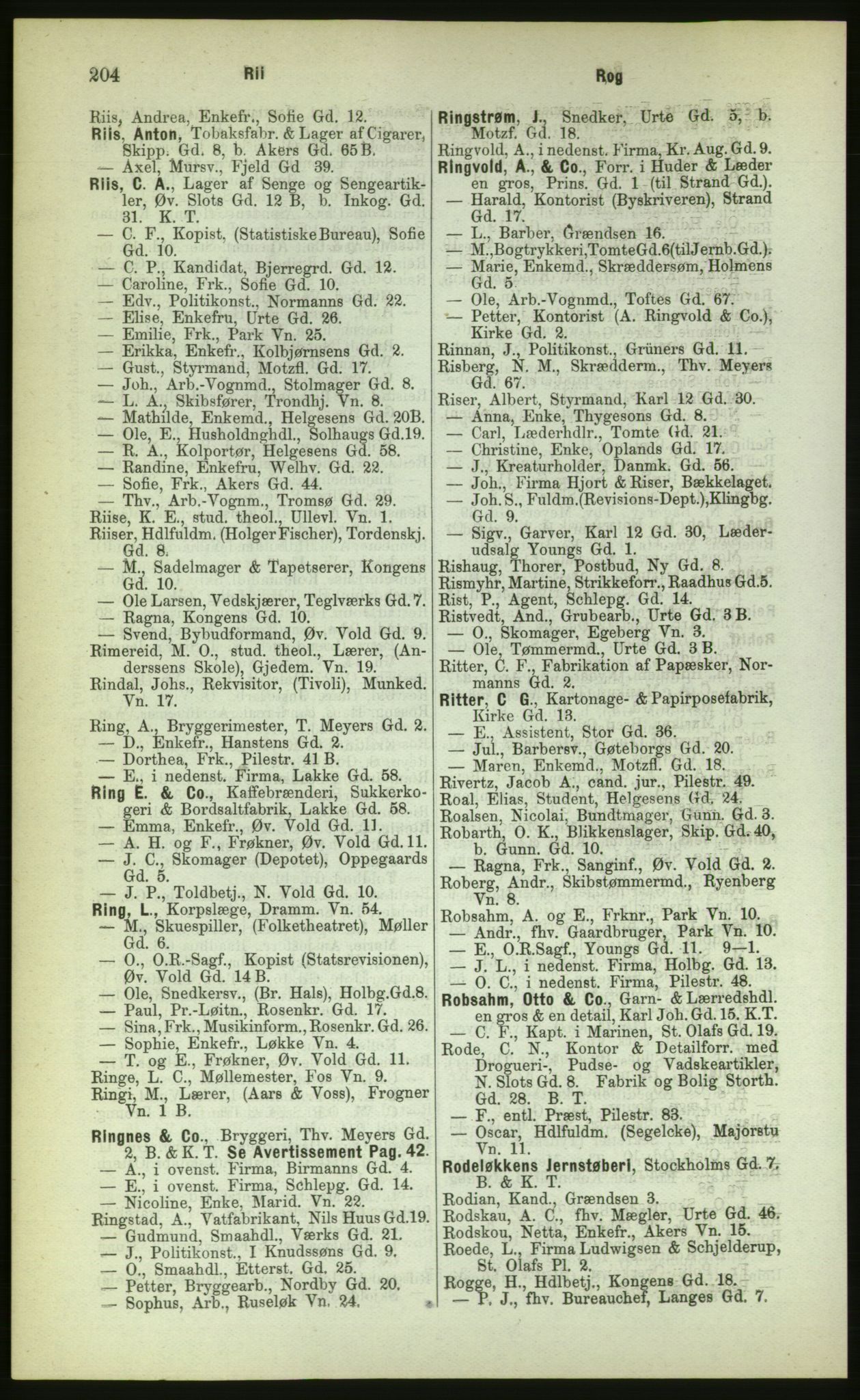 Kristiania/Oslo adressebok, PUBL/-, 1883, p. 204