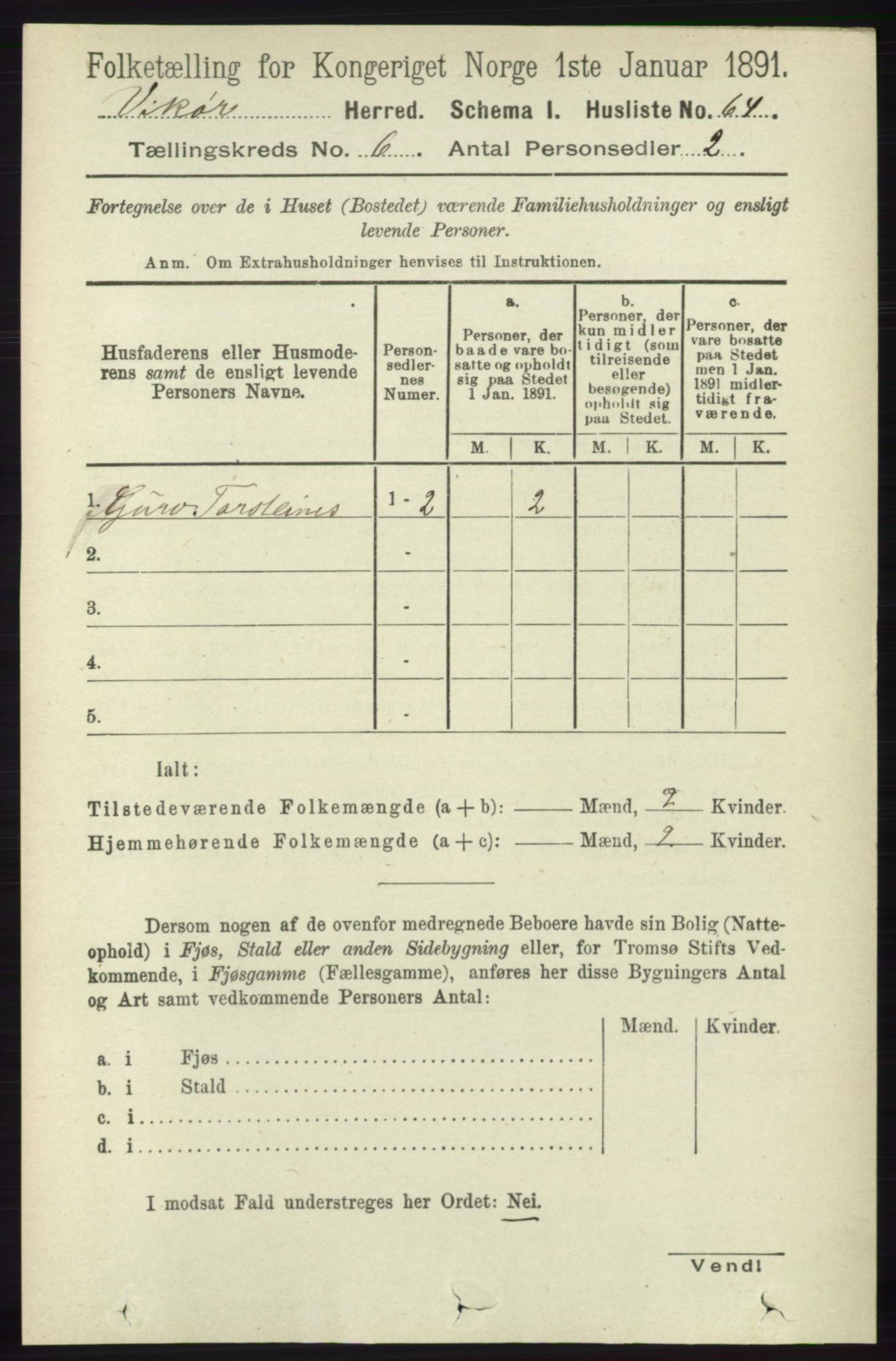 RA, 1891 census for 1238 Vikør, 1891, p. 1805