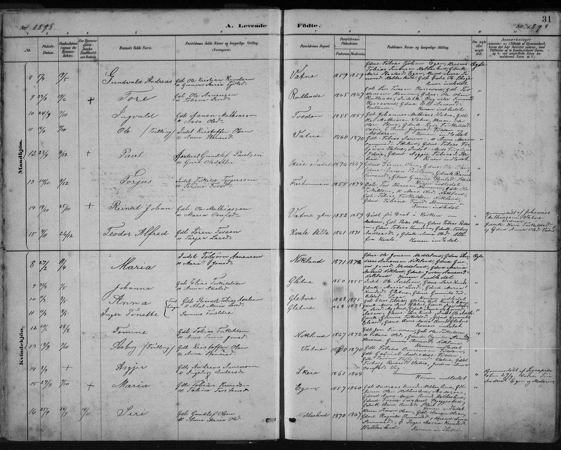 Hægebostad sokneprestkontor, AV/SAK-1111-0024/F/Fb/Fbb/L0003: Parish register (copy) no. B 3, 1887-1937, p. 32