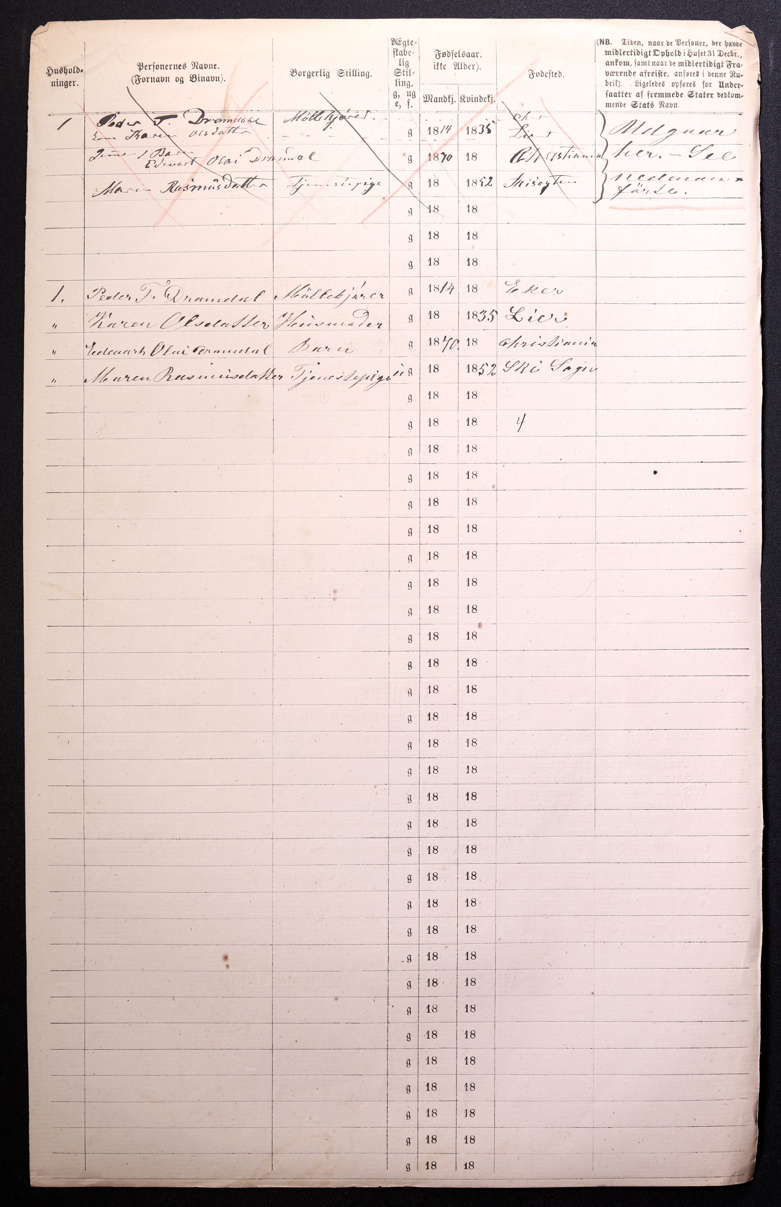 RA, 1870 census for 0301 Kristiania, 1870, p. 4345