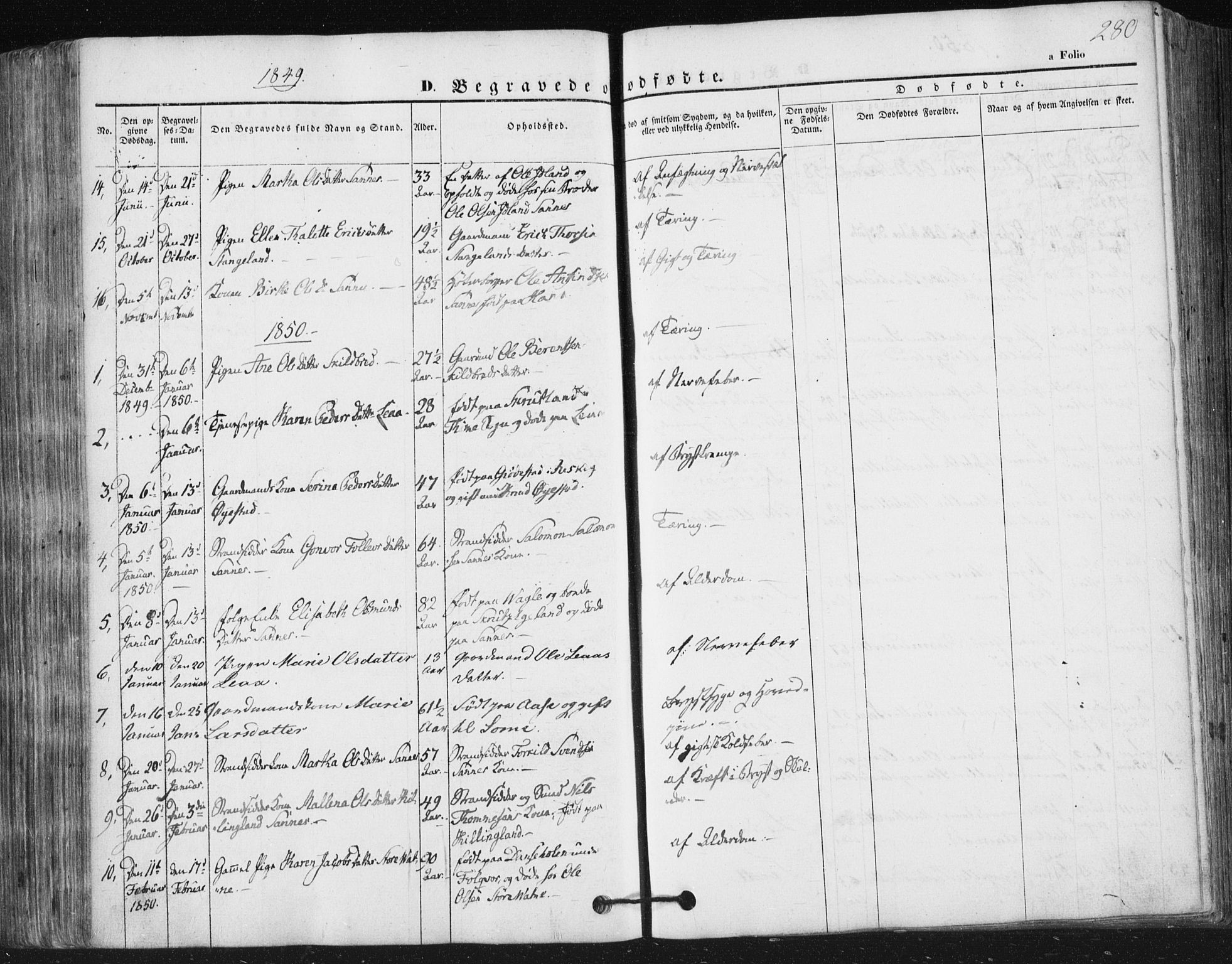 Høyland sokneprestkontor, AV/SAST-A-101799/001/30BA/L0008: Parish register (official) no. A 8, 1841-1856, p. 280