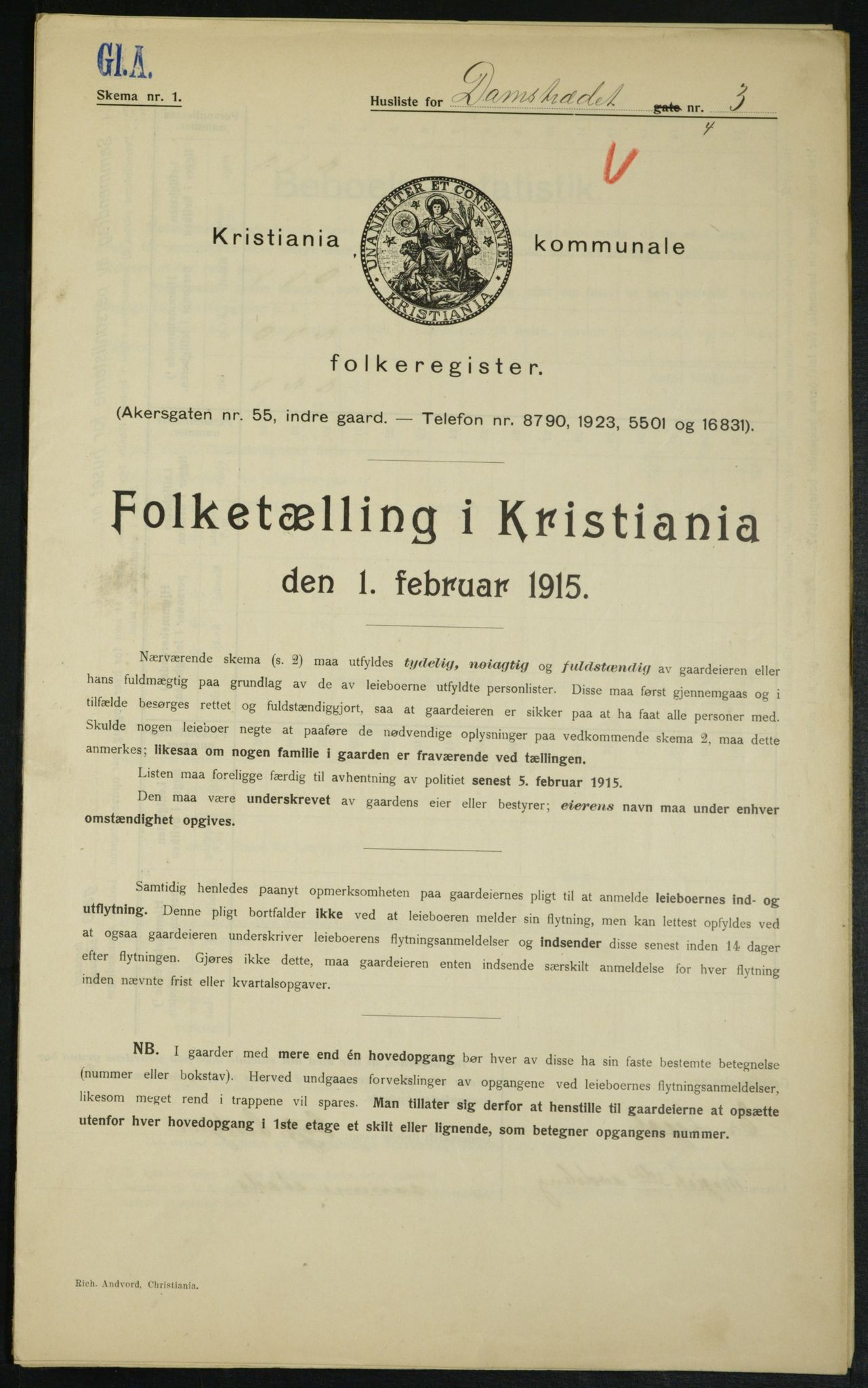 OBA, Municipal Census 1915 for Kristiania, 1915, p. 14399