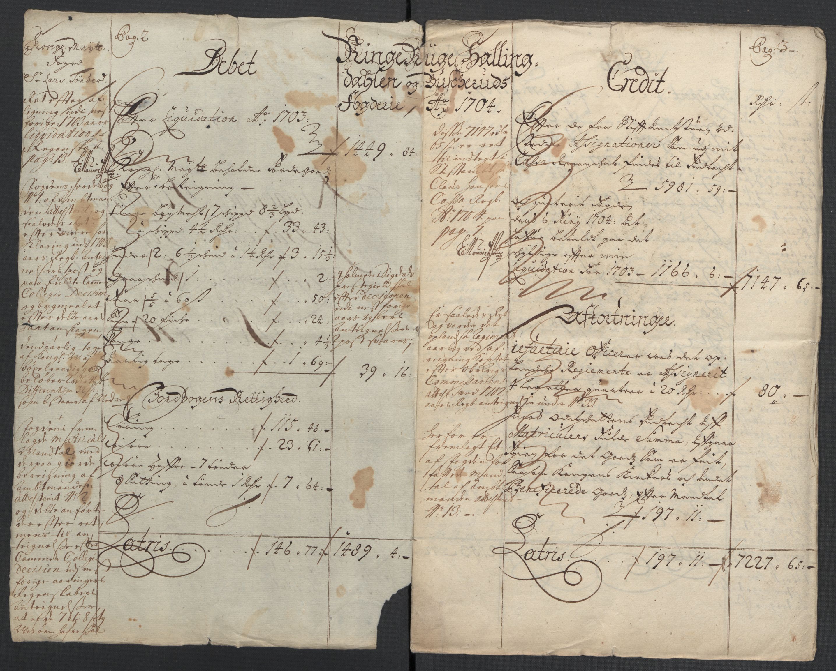 Rentekammeret inntil 1814, Reviderte regnskaper, Fogderegnskap, RA/EA-4092/R22/L1463: Fogderegnskap Ringerike, Hallingdal og Buskerud, 1704, p. 5