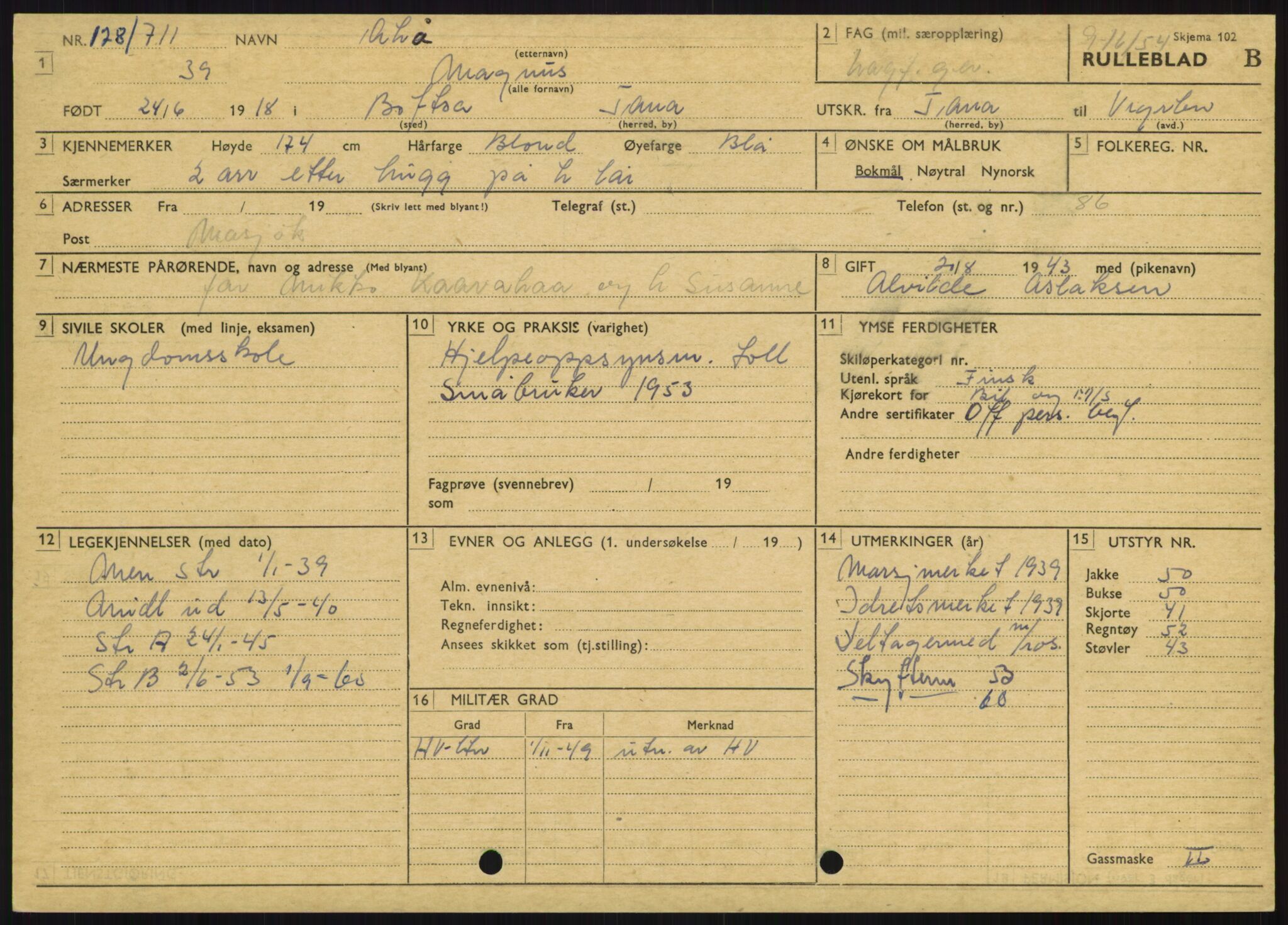 Forsvaret, Varanger bataljon, AV/RA-RAFA-2258/1/D/L0446: Rulleblad for menige født 1917-1919, 1917-1919, p. 300