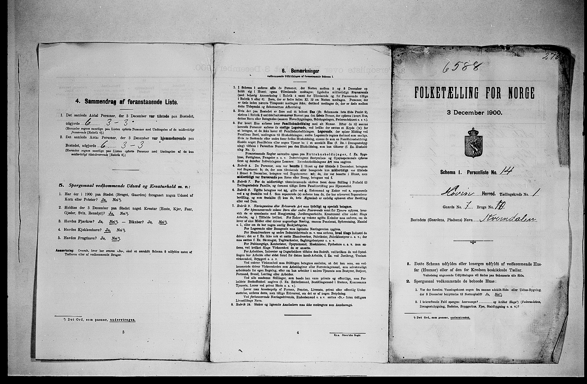 SAKO, 1900 census for Hovin, 1900, p. 16