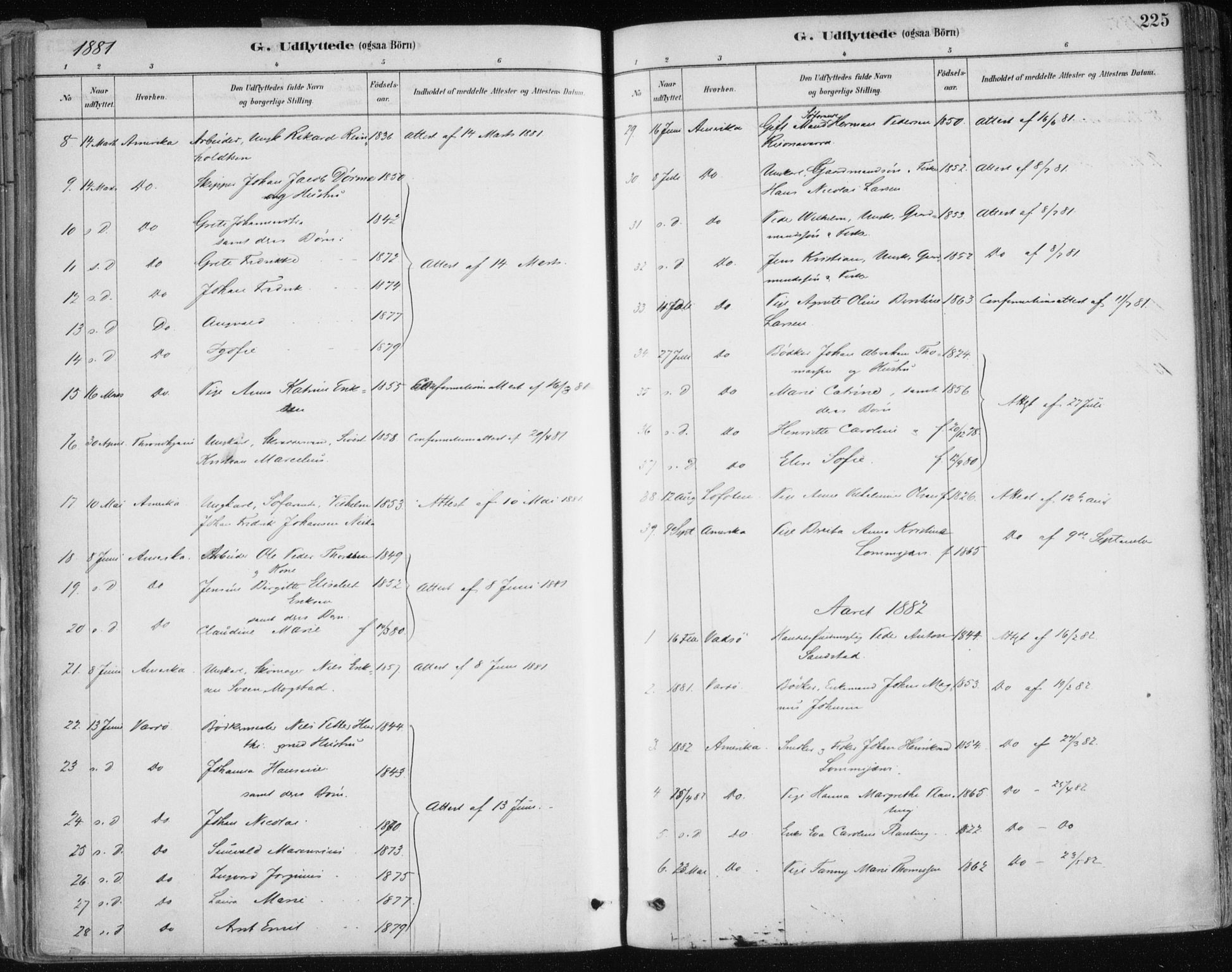 Hammerfest sokneprestkontor, SATØ/S-1347/H/Ha/L0008.kirke: Parish register (official) no. 8, 1878-1889, p. 225