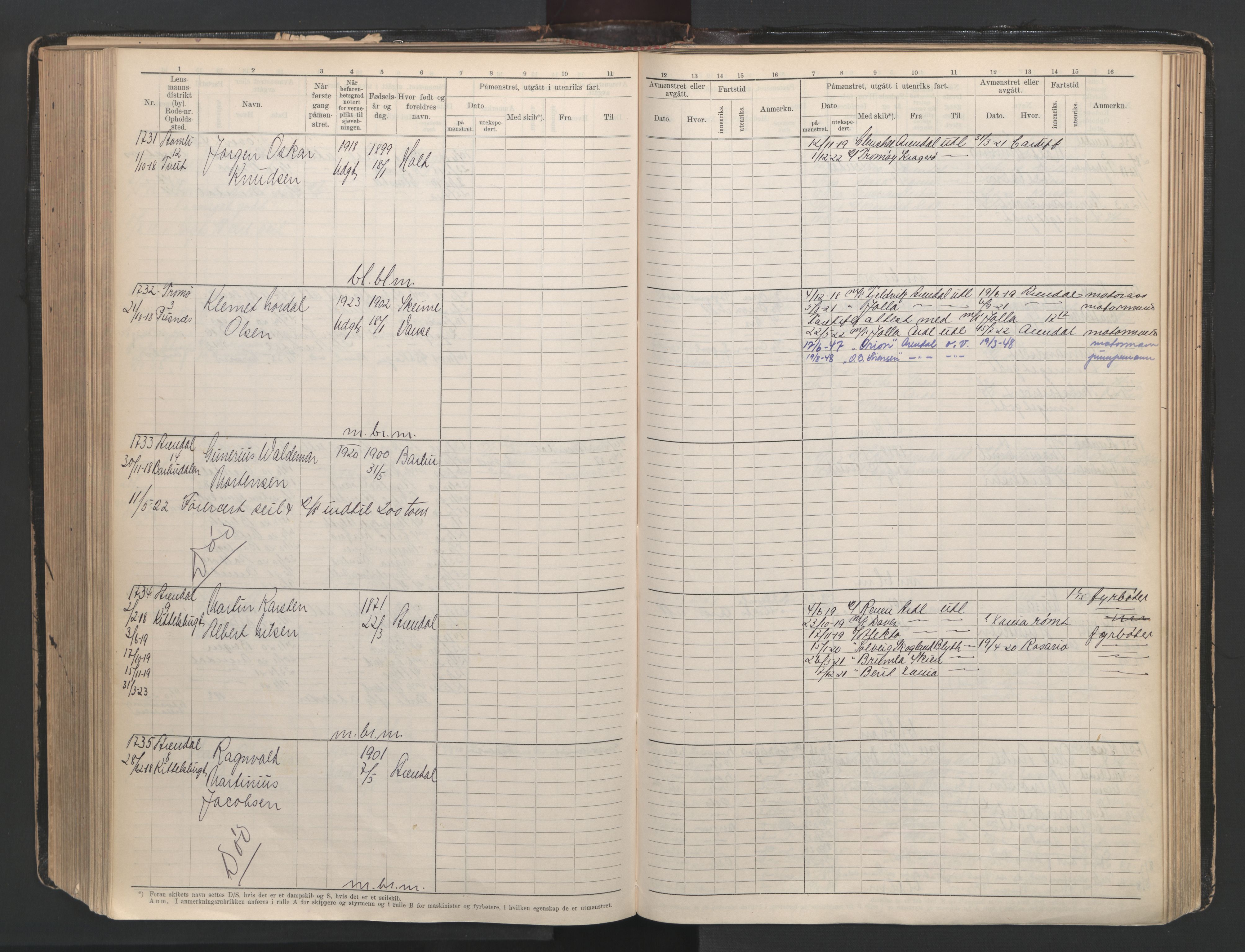 Arendal mønstringskrets, SAK/2031-0012/F/Fb/L0003: Hovedrulle A nr 1-2495, E-4, 1899-1949, p. 357