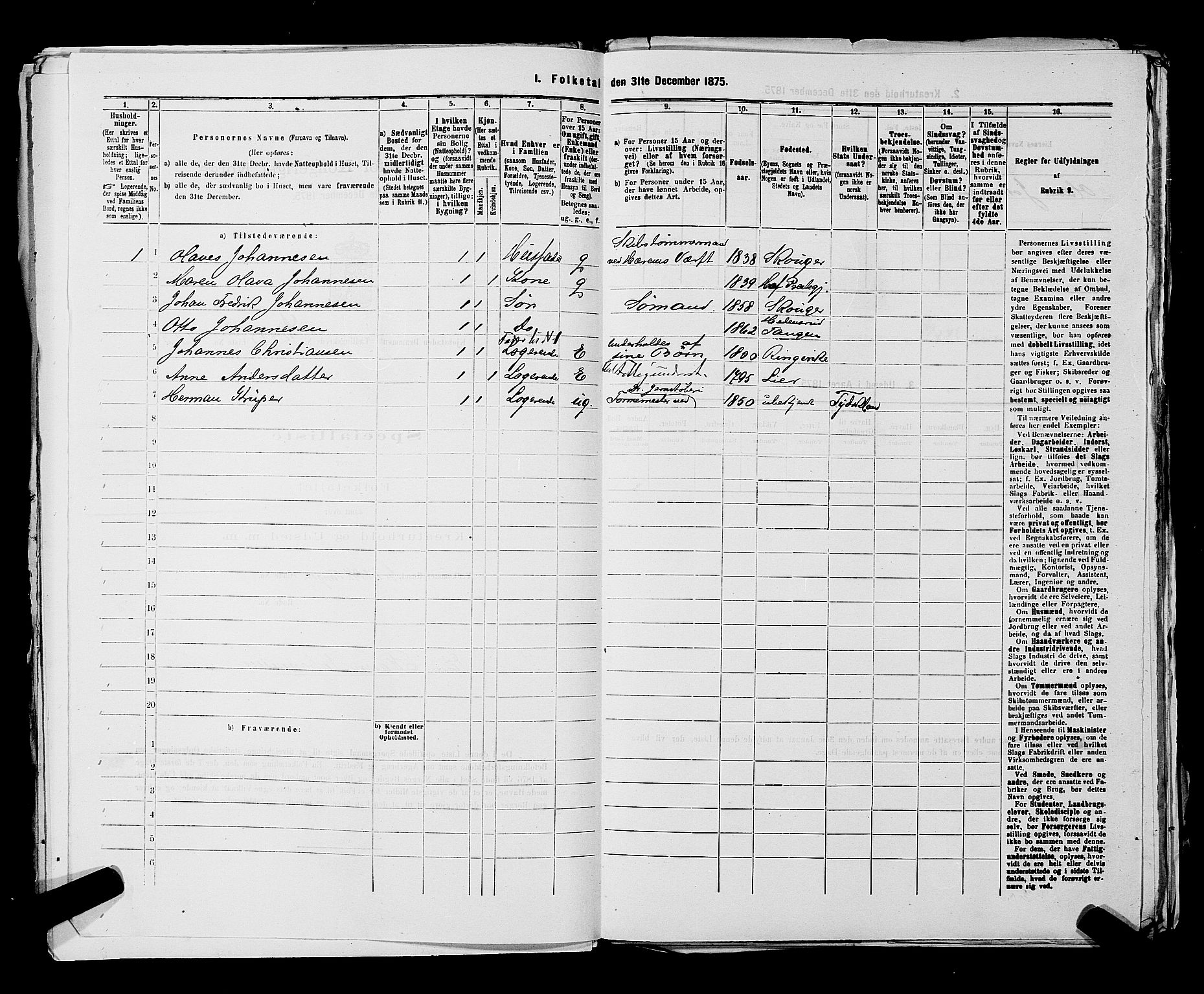 SAKO, 1875 census for 0602 Drammen, 1875, p. 3607