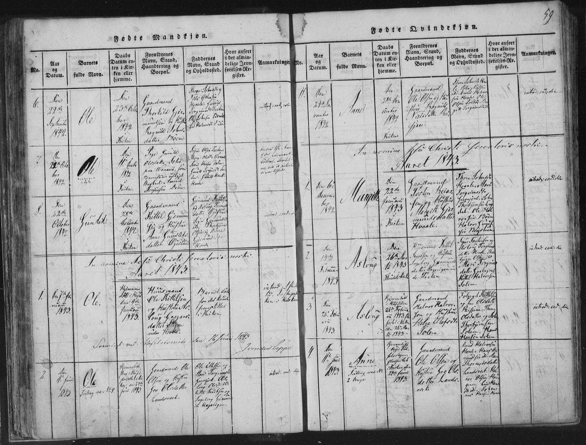 Hjartdal kirkebøker, SAKO/A-270/F/Fc/L0001: Parish register (official) no. III 1, 1815-1843, p. 59