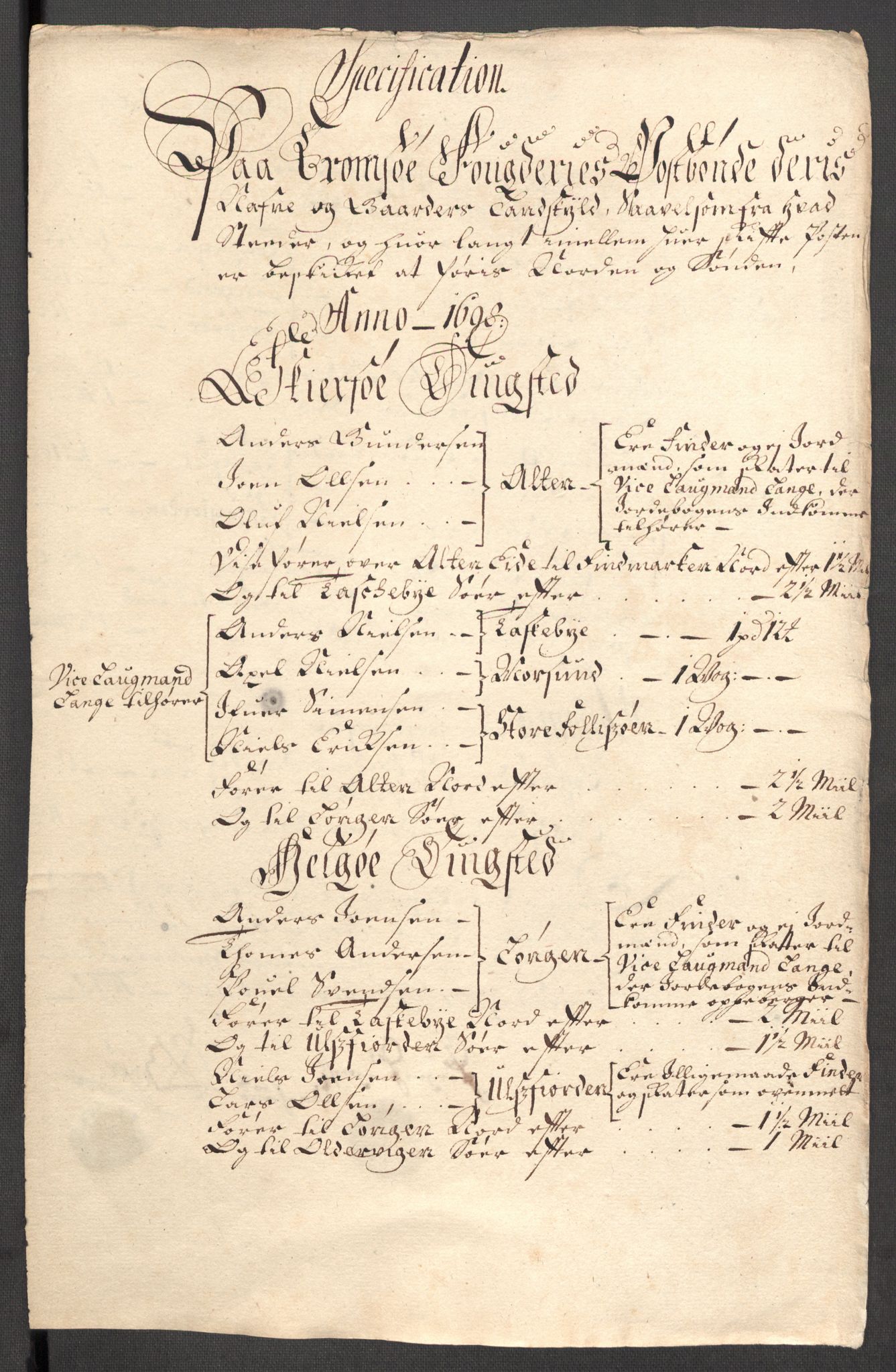 Rentekammeret inntil 1814, Reviderte regnskaper, Fogderegnskap, AV/RA-EA-4092/R68/L4754: Fogderegnskap Senja og Troms, 1697-1699, p. 250