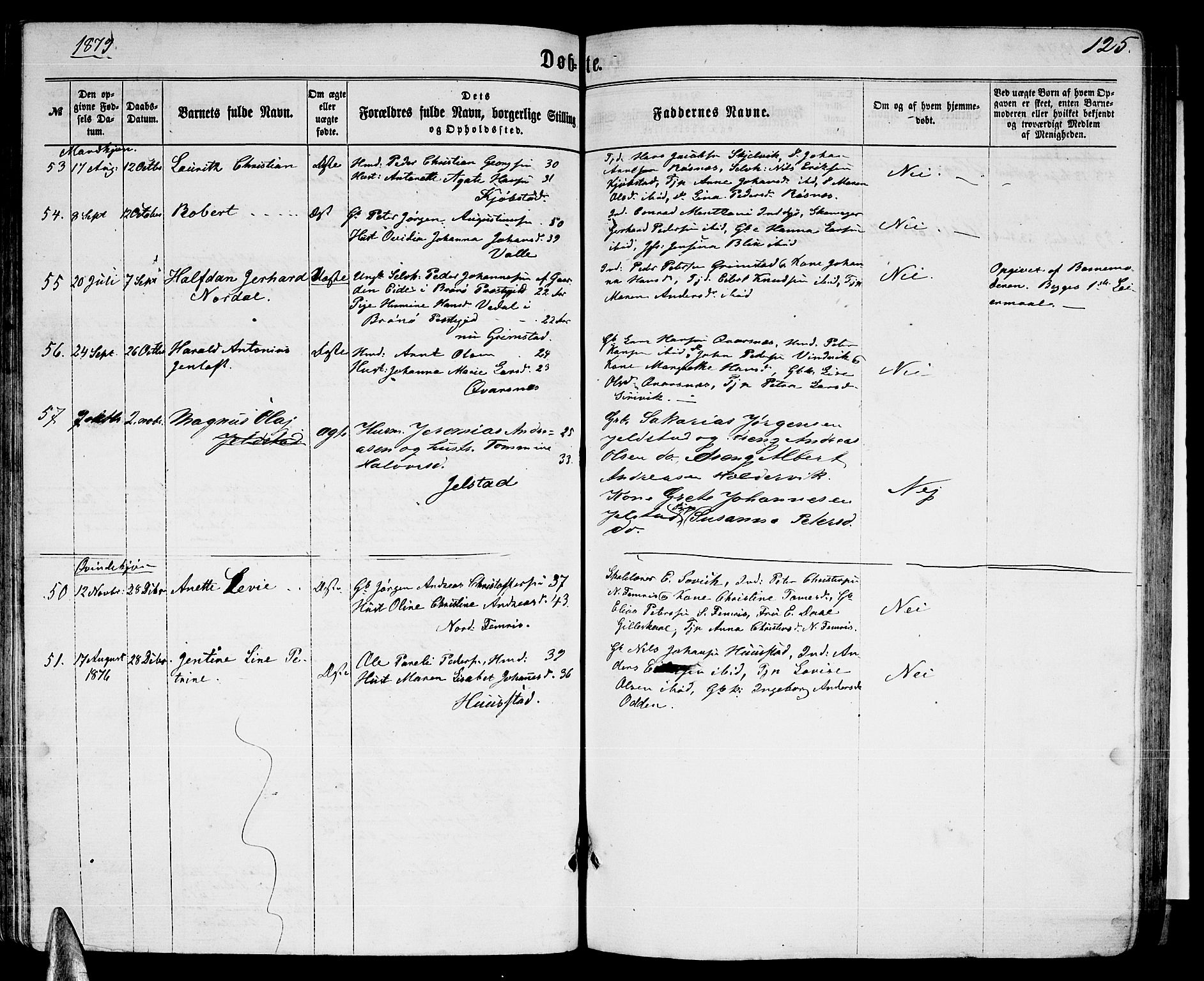 Ministerialprotokoller, klokkerbøker og fødselsregistre - Nordland, AV/SAT-A-1459/805/L0107: Parish register (copy) no. 805C03, 1862-1885, p. 125