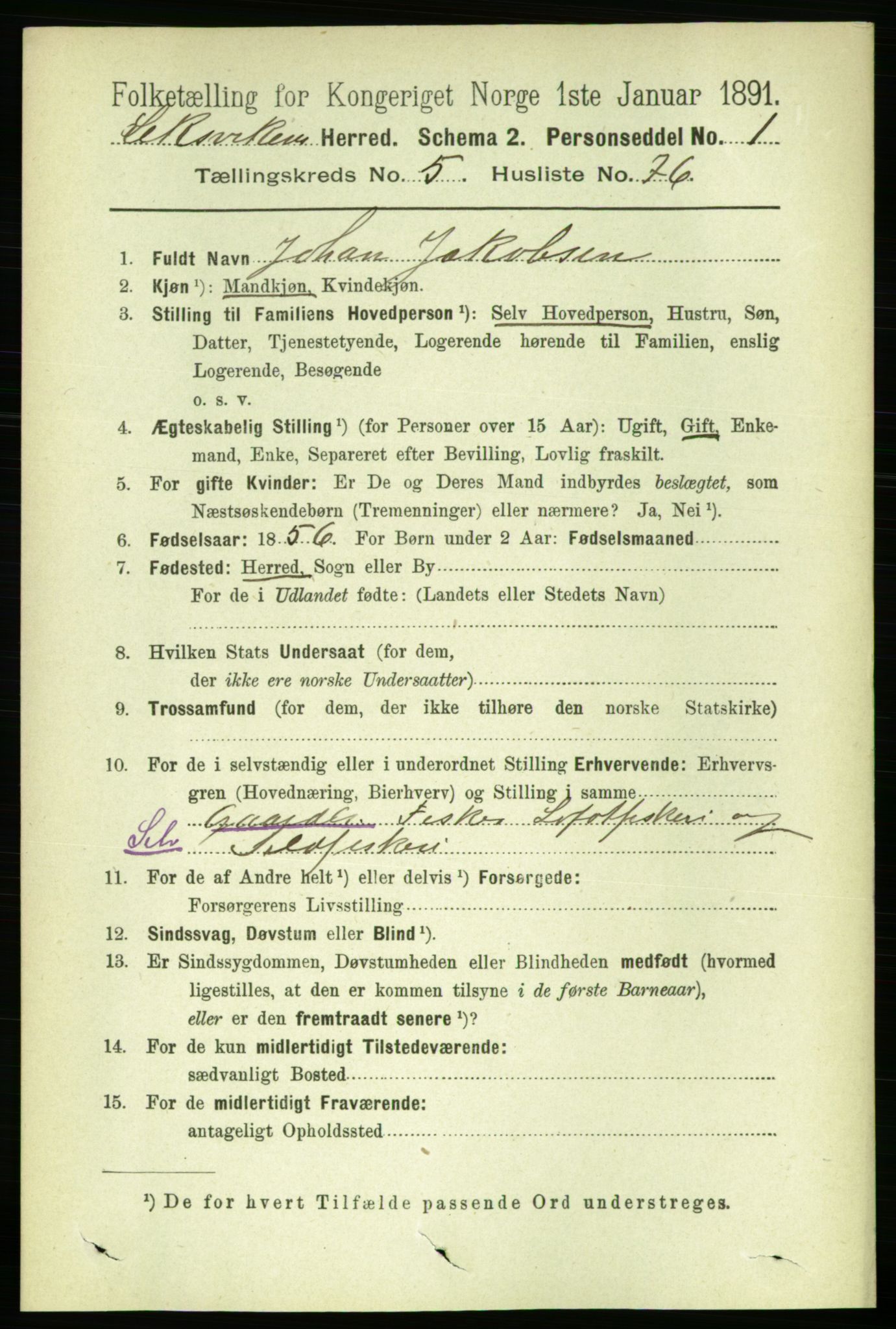 RA, 1891 census for 1718 Leksvik, 1891, p. 3100