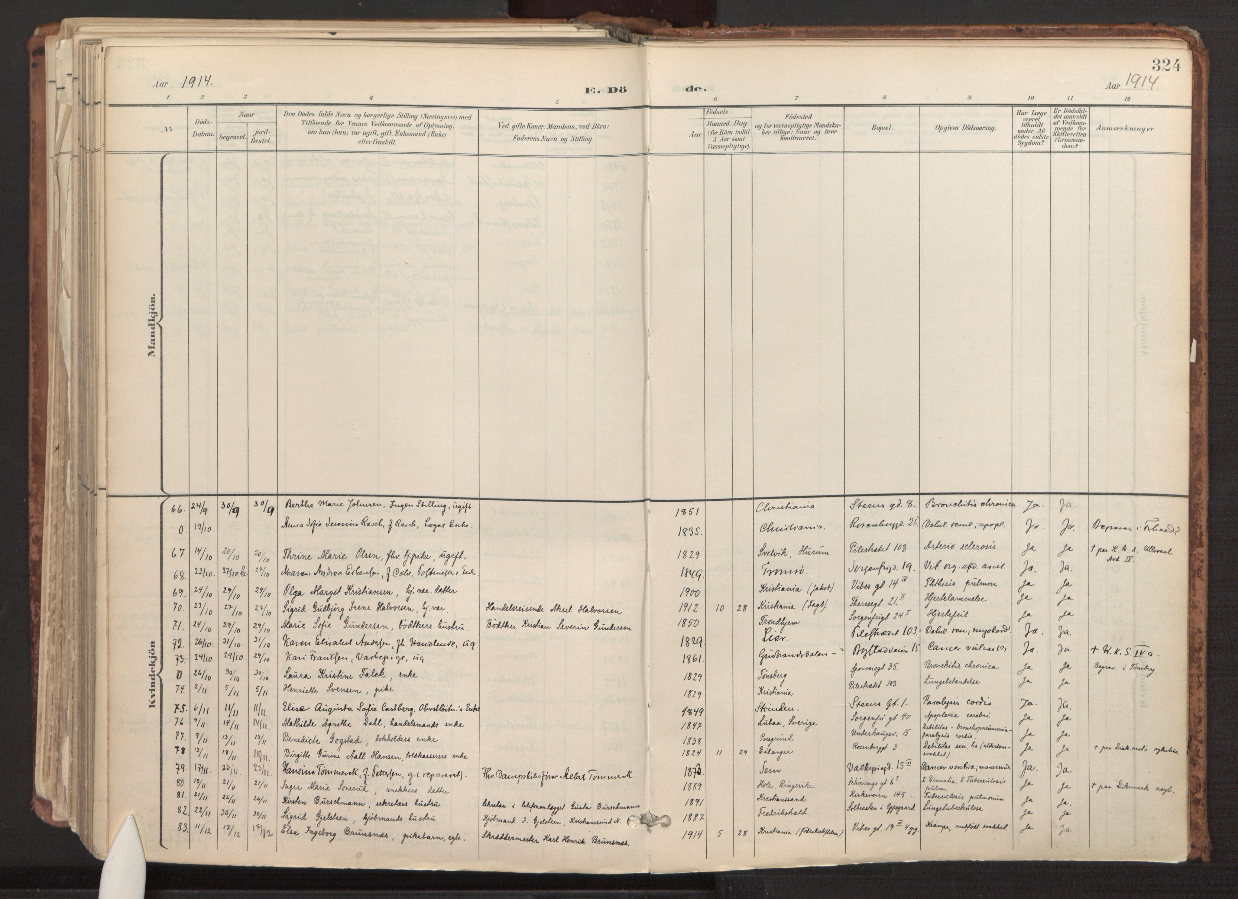 Fagerborg prestekontor Kirkebøker, AV/SAO-A-10844/F/Fa/L0003: Parish register (official) no. 3, 1898-1916, p. 324