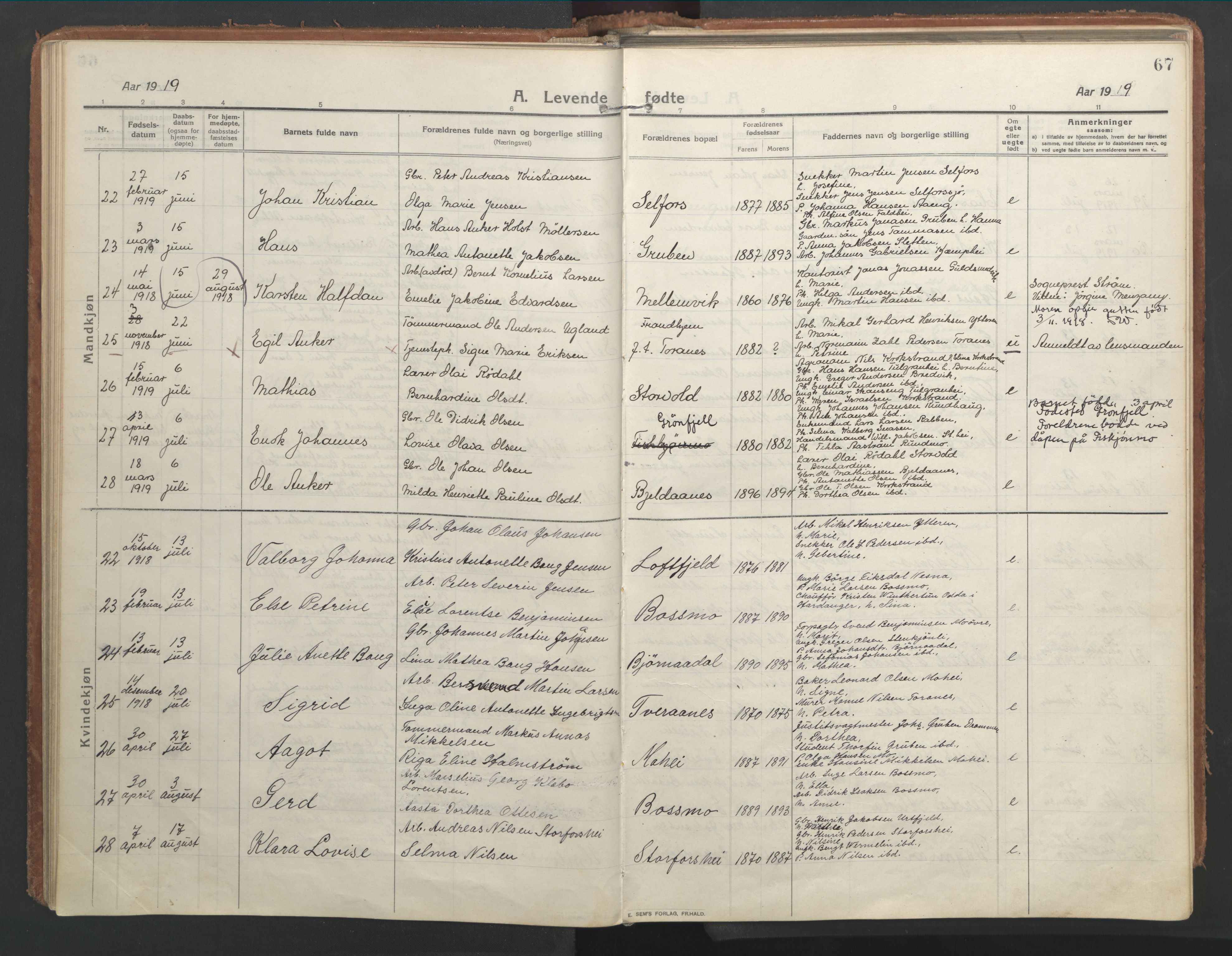 Ministerialprotokoller, klokkerbøker og fødselsregistre - Nordland, SAT/A-1459/827/L0404: Parish register (official) no. 827A16, 1912-1925, p. 67
