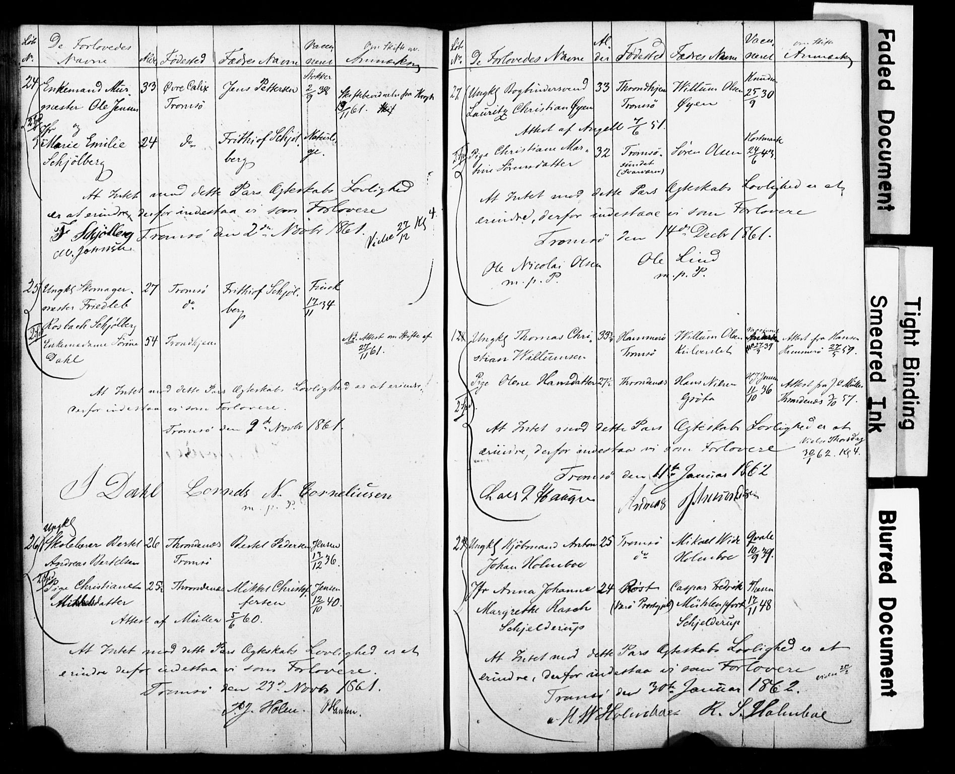 Tromsø sokneprestkontor/stiftsprosti/domprosti, AV/SATØ-S-1343/H/Hc/L0097: Banns register no. 97, 1851-1872