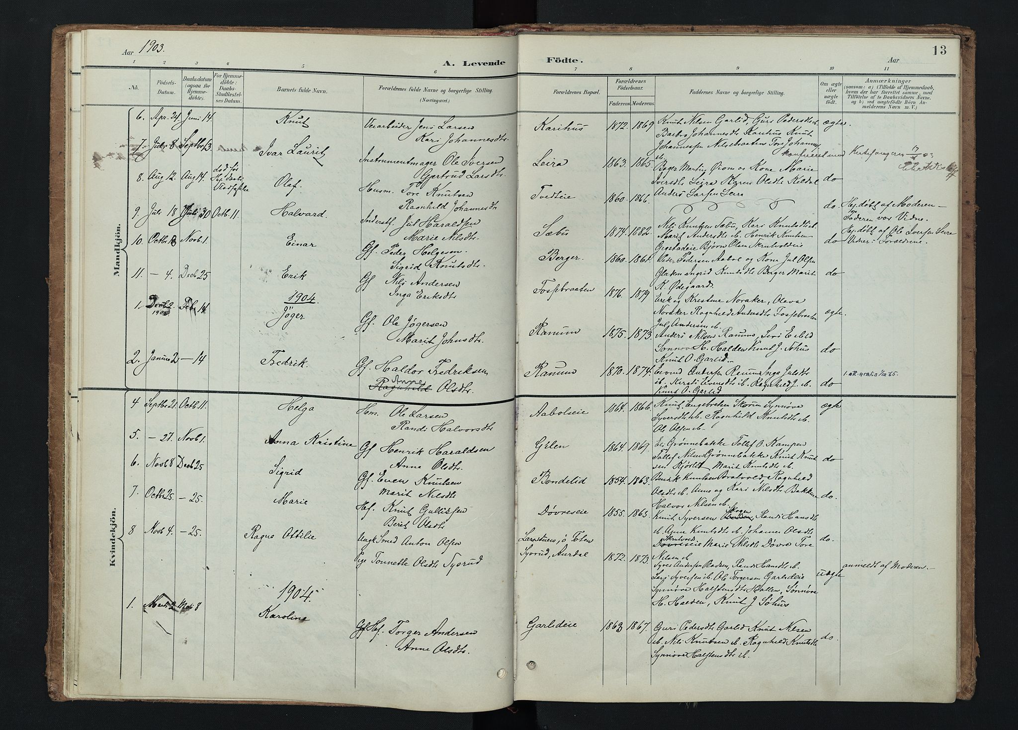Nord-Aurdal prestekontor, SAH/PREST-132/H/Ha/Haa/L0015: Parish register (official) no. 15, 1896-1914, p. 13