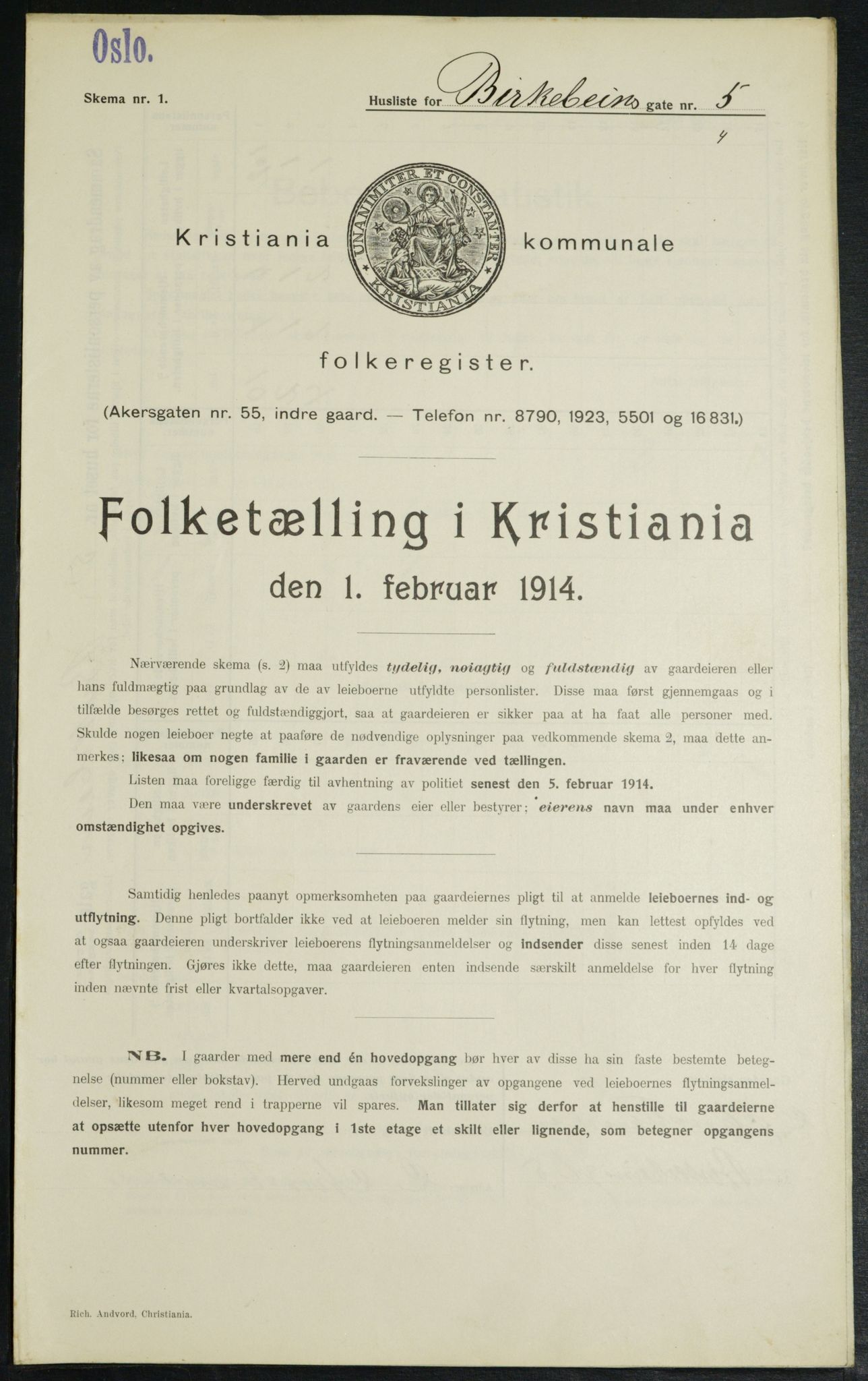 OBA, Municipal Census 1914 for Kristiania, 1914, p. 4931