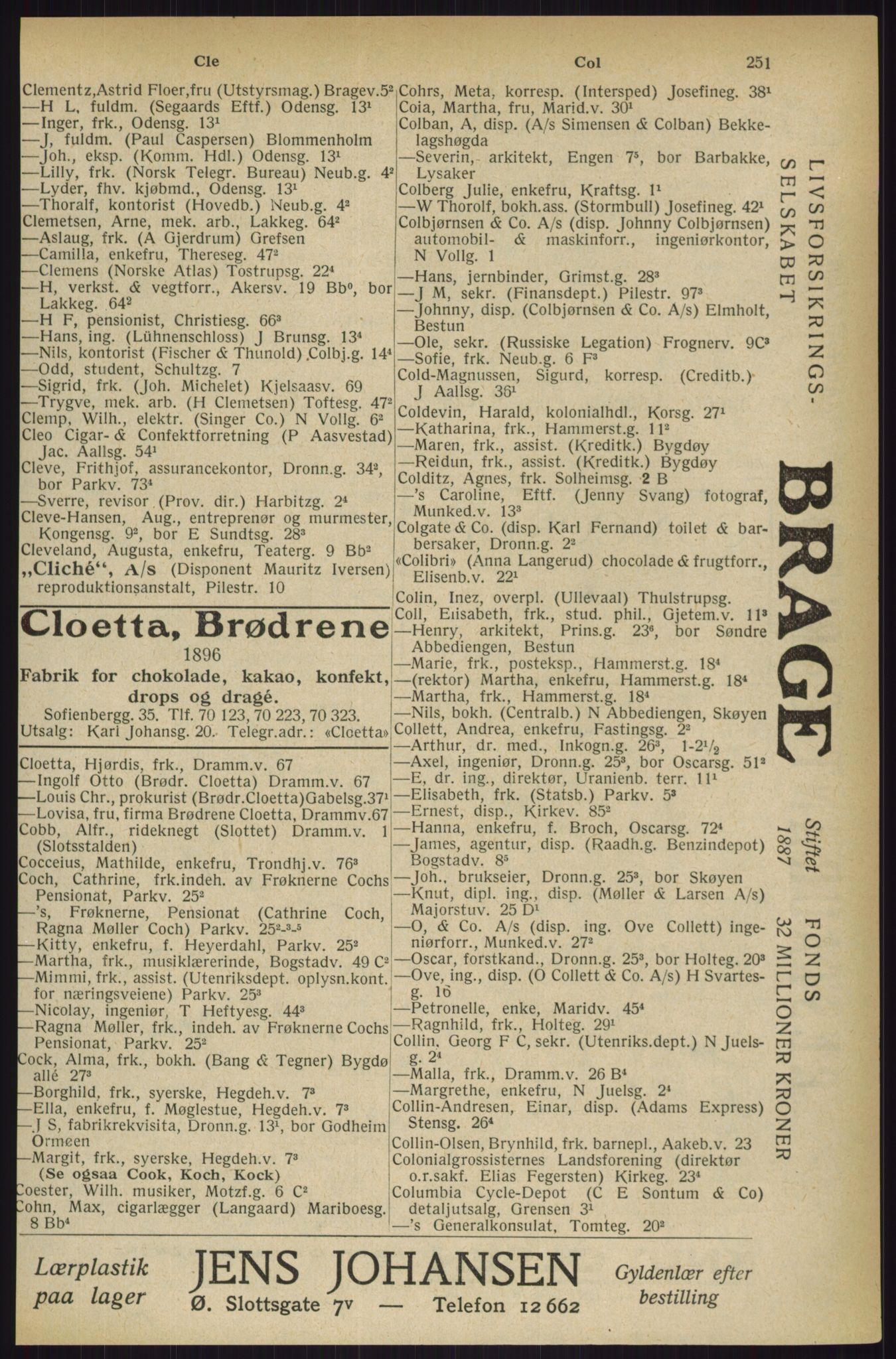 Kristiania/Oslo adressebok, PUBL/-, 1927, p. 251