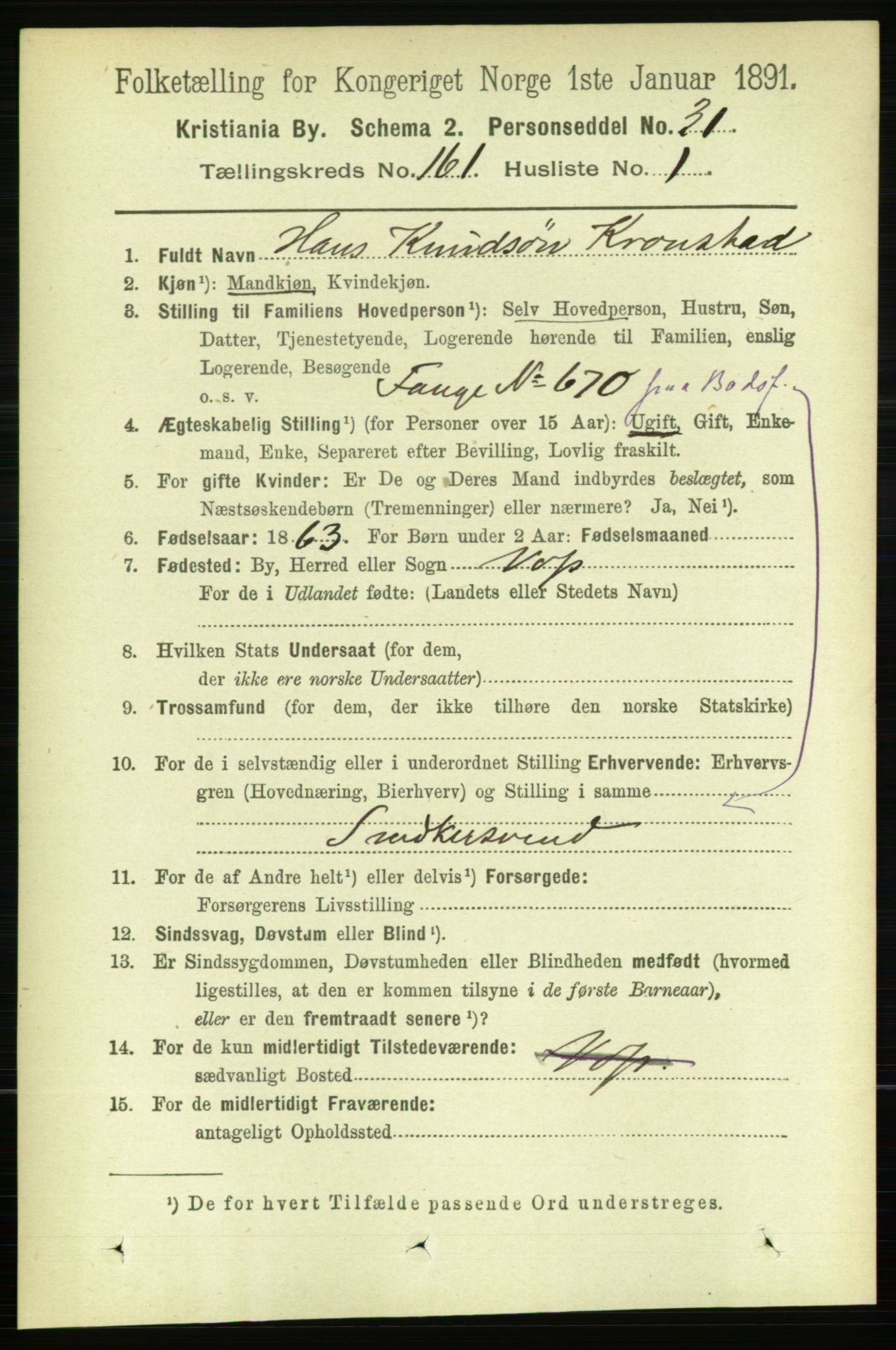RA, 1891 census for 0301 Kristiania, 1891, p. 91449