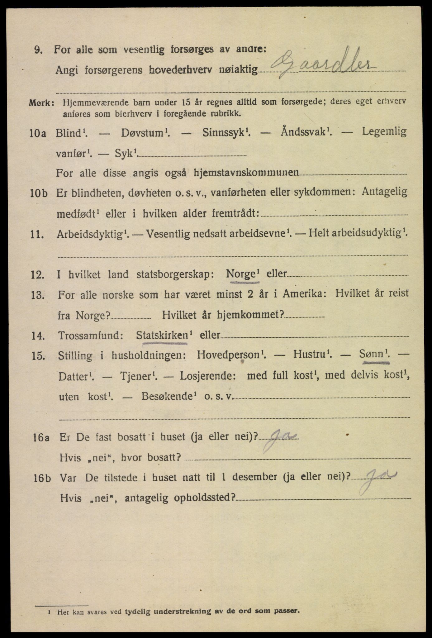 SAK, 1920 census for Øvre Sirdal, 1920, p. 1048