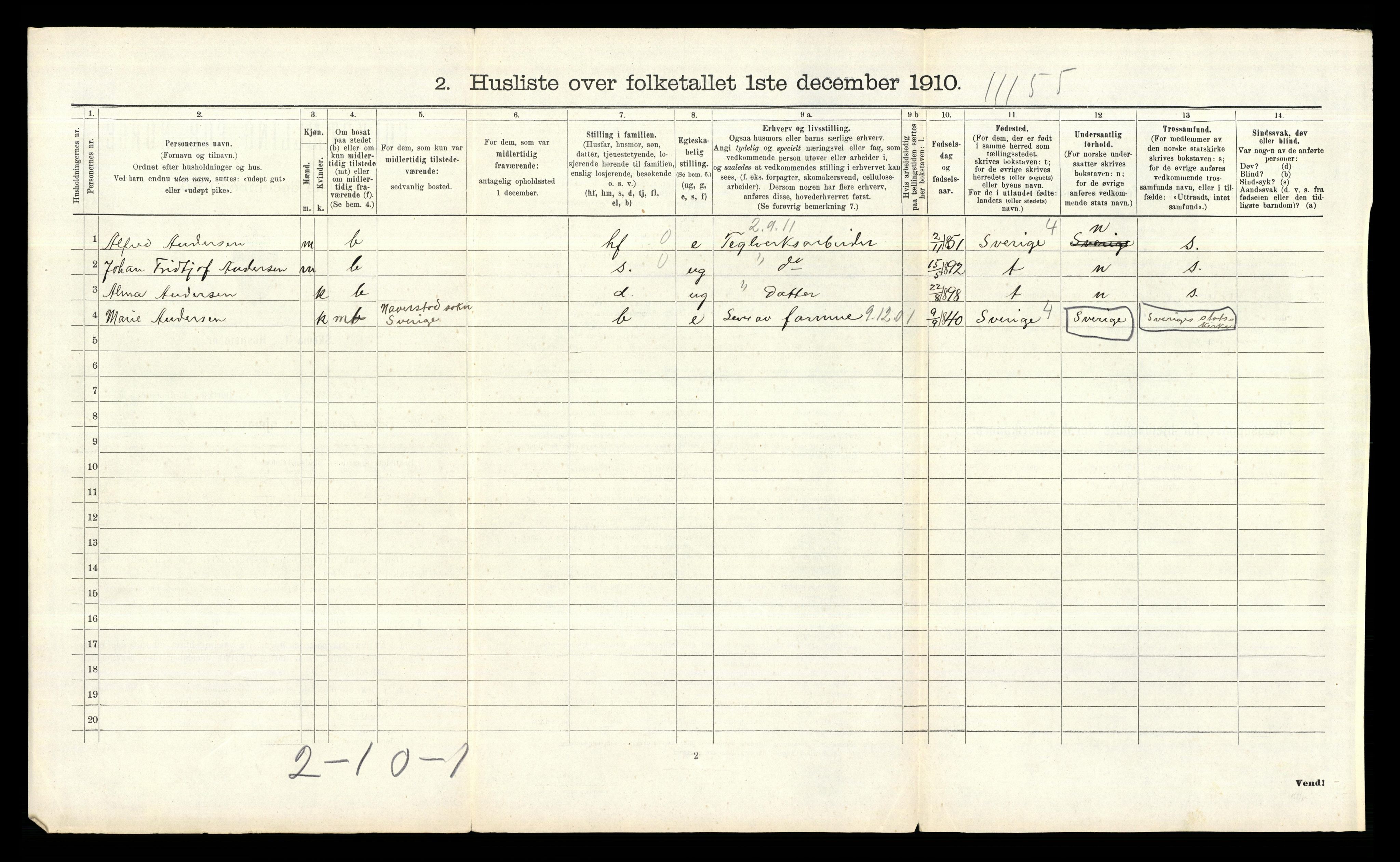 RA, 1910 census for Glemmen, 1910, p. 457