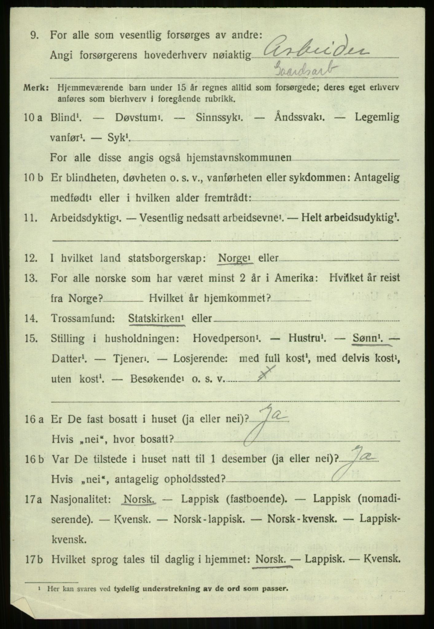 SATØ, 1920 census for Bardu, 1920, p. 1156