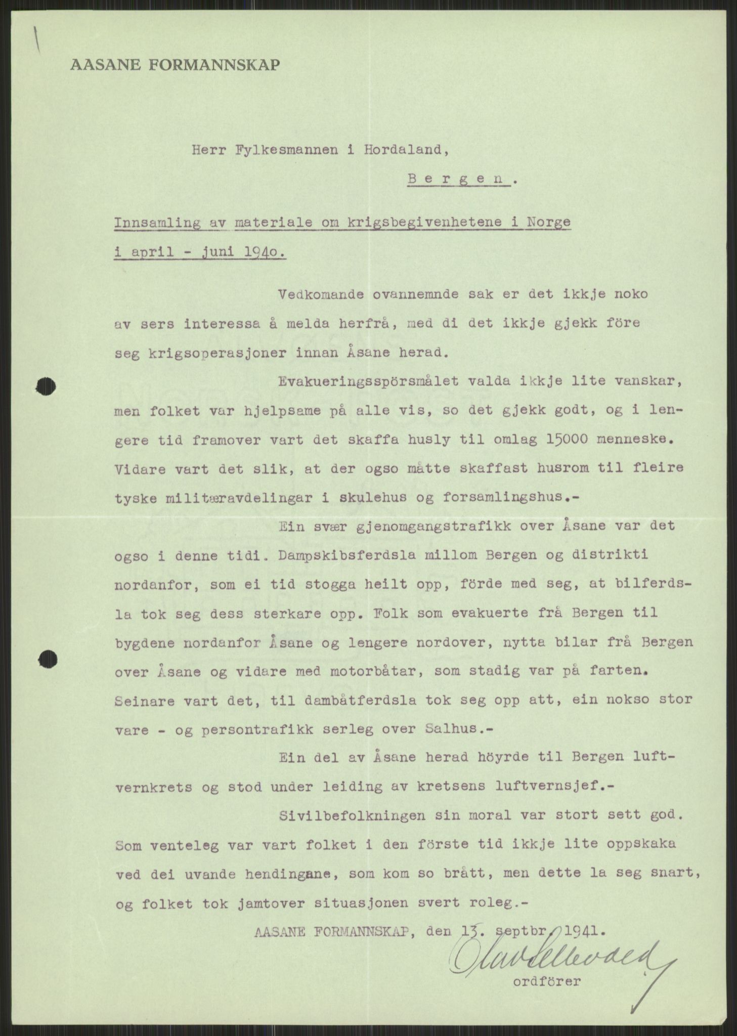 Forsvaret, Forsvarets krigshistoriske avdeling, AV/RA-RAFA-2017/Y/Ya/L0015: II-C-11-31 - Fylkesmenn.  Rapporter om krigsbegivenhetene 1940., 1940, p. 473