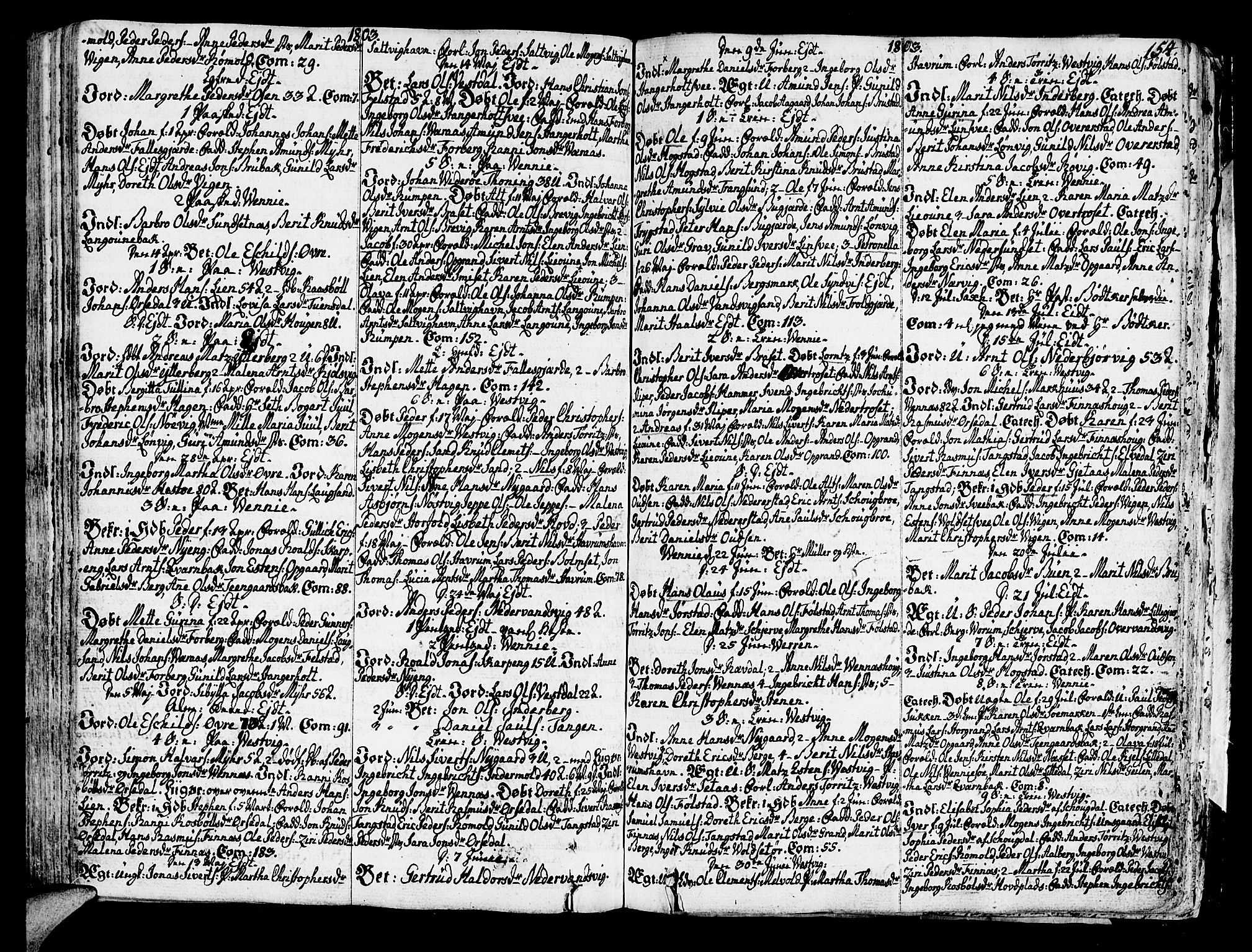 Ministerialprotokoller, klokkerbøker og fødselsregistre - Nord-Trøndelag, AV/SAT-A-1458/722/L0216: Parish register (official) no. 722A03, 1756-1816, p. 154