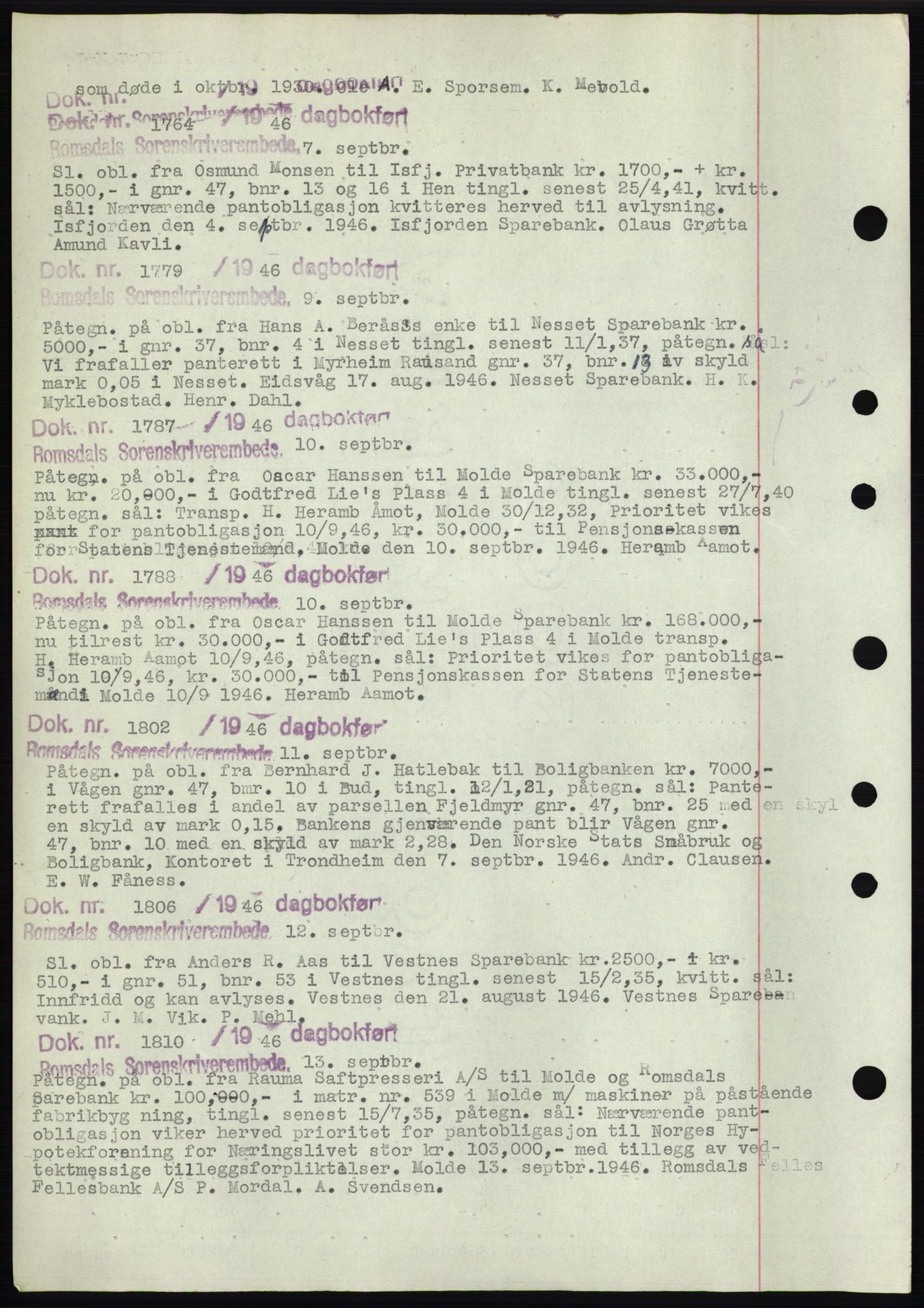 Romsdal sorenskriveri, AV/SAT-A-4149/1/2/2C: Mortgage book no. C1b, 1946-1949, Deed date: 07.09.1946