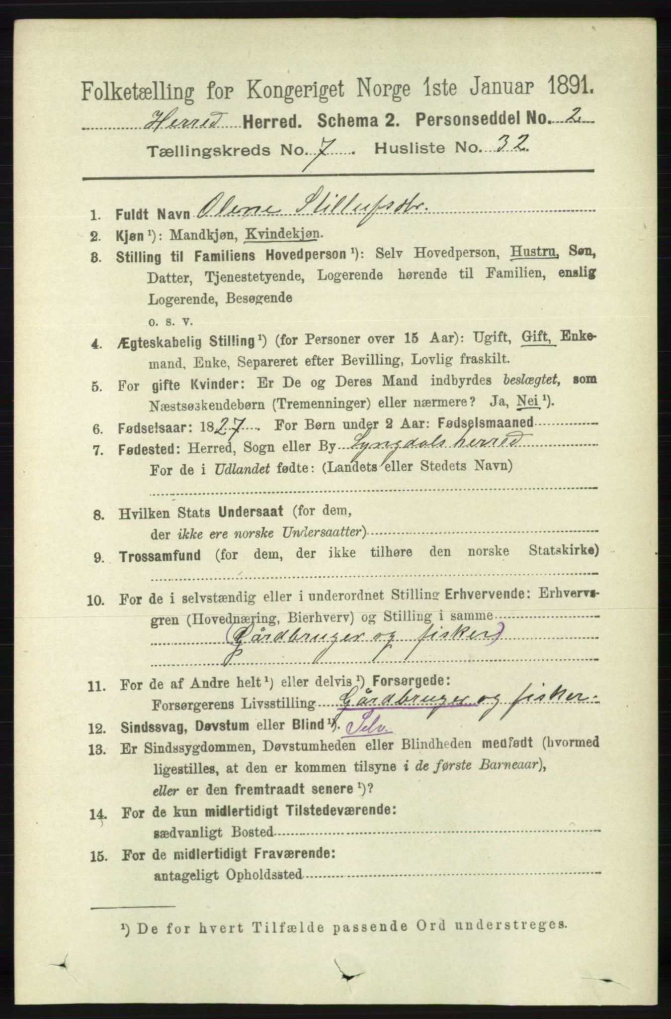 RA, 1891 census for 1039 Herad, 1891, p. 2969