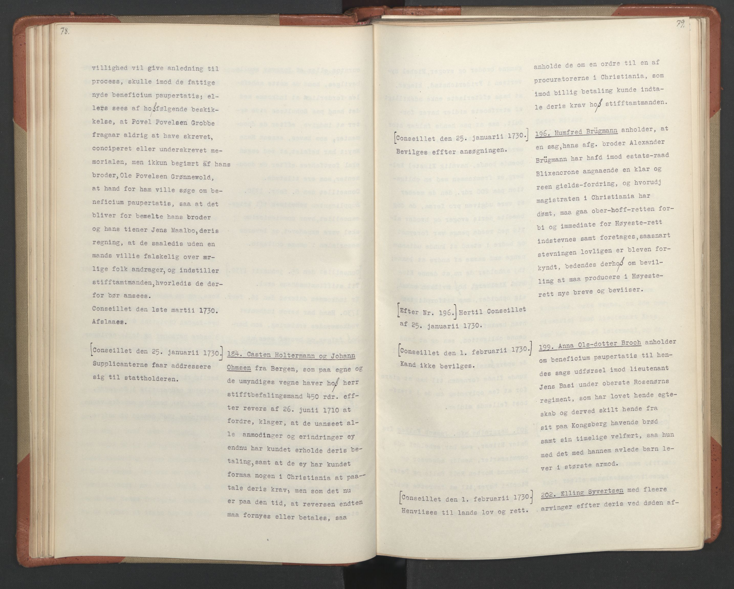 Avskriftsamlingen, AV/RA-EA-4022/F/Fa/L0093: Supplikker, 1730, p. 44