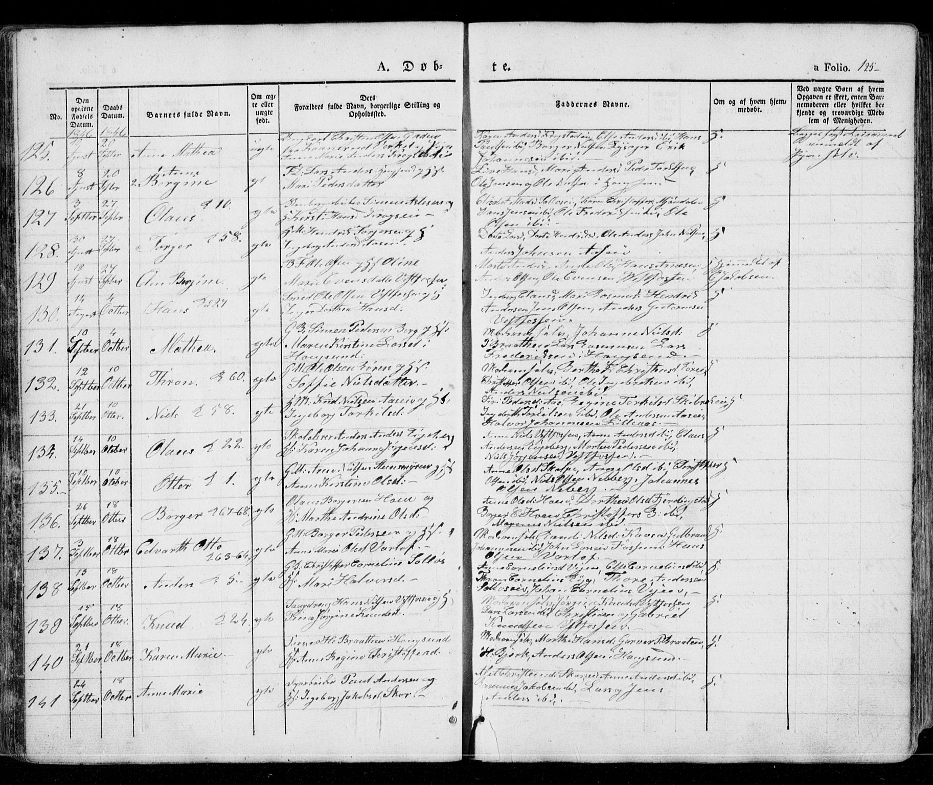 Eiker kirkebøker, AV/SAKO-A-4/G/Ga/L0002: Parish register (copy) no. I 2, 1832-1856, p. 125