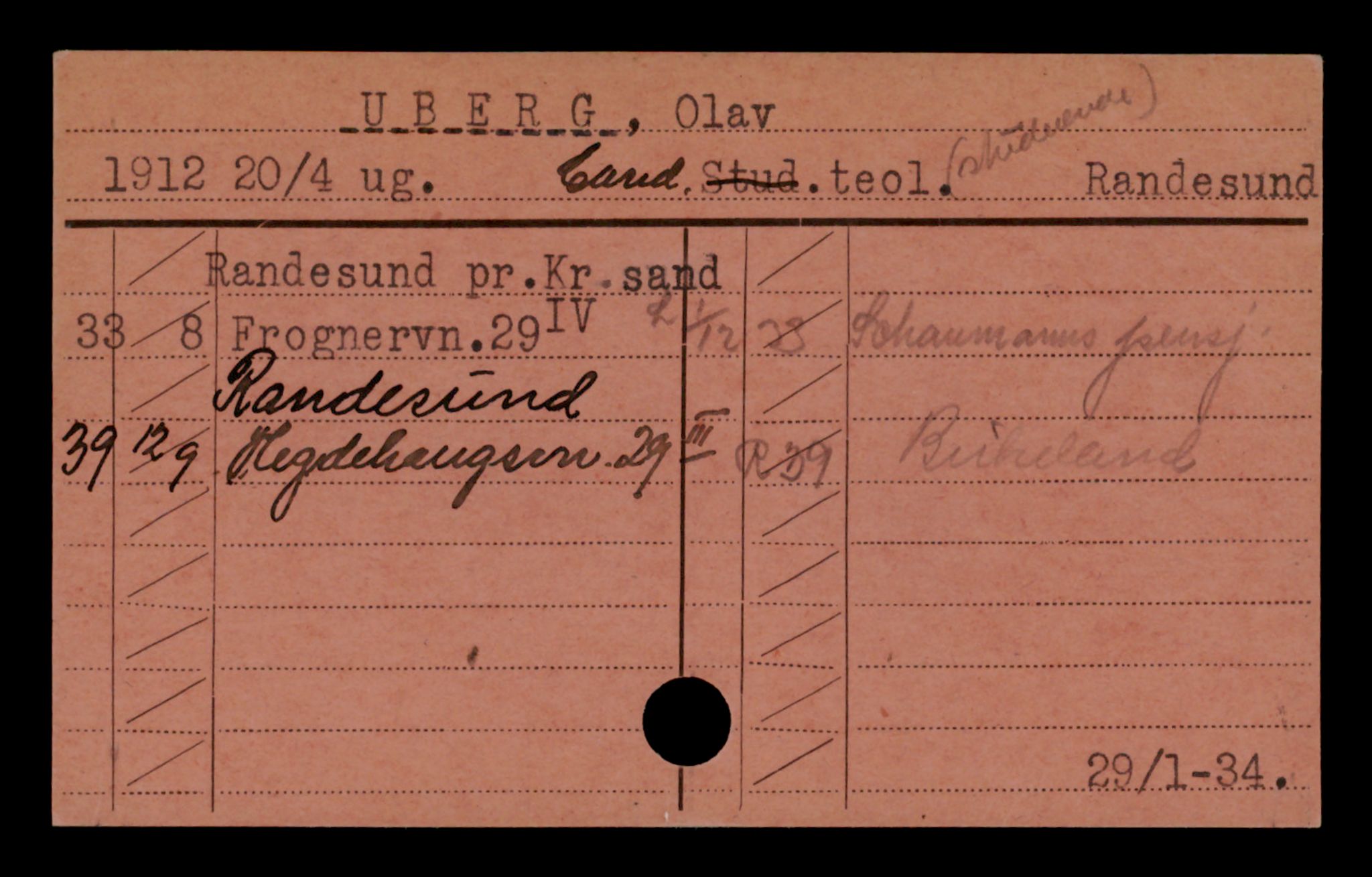 Oslo folkeregister, Registerkort, SAO/A-11715/D/Da/L0095: Menn: Uberg Olav - Varberg Per, 1906-1919