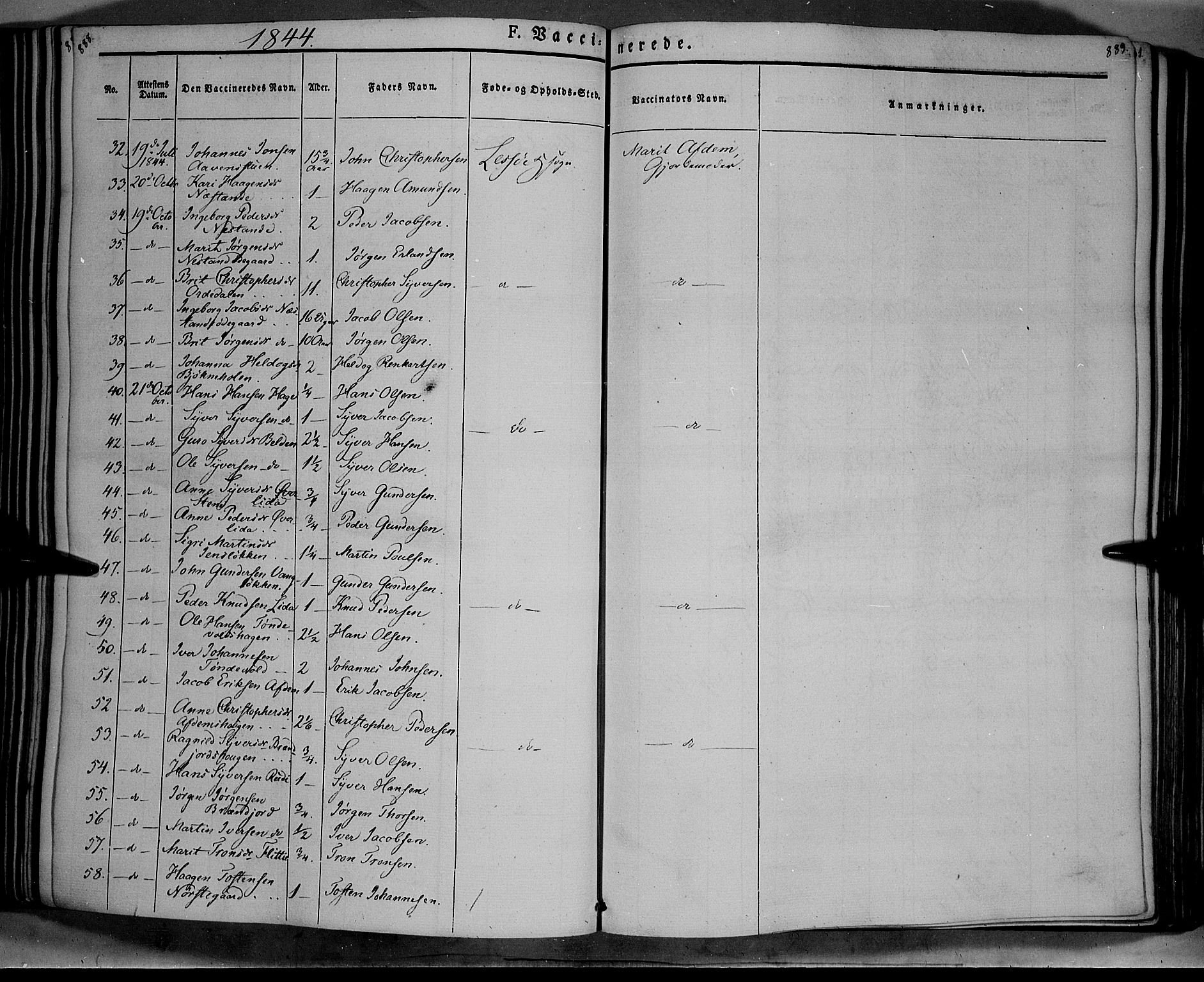 Lesja prestekontor, SAH/PREST-068/H/Ha/Haa/L0006: Parish register (official) no. 6B, 1843-1854, p. 888-889