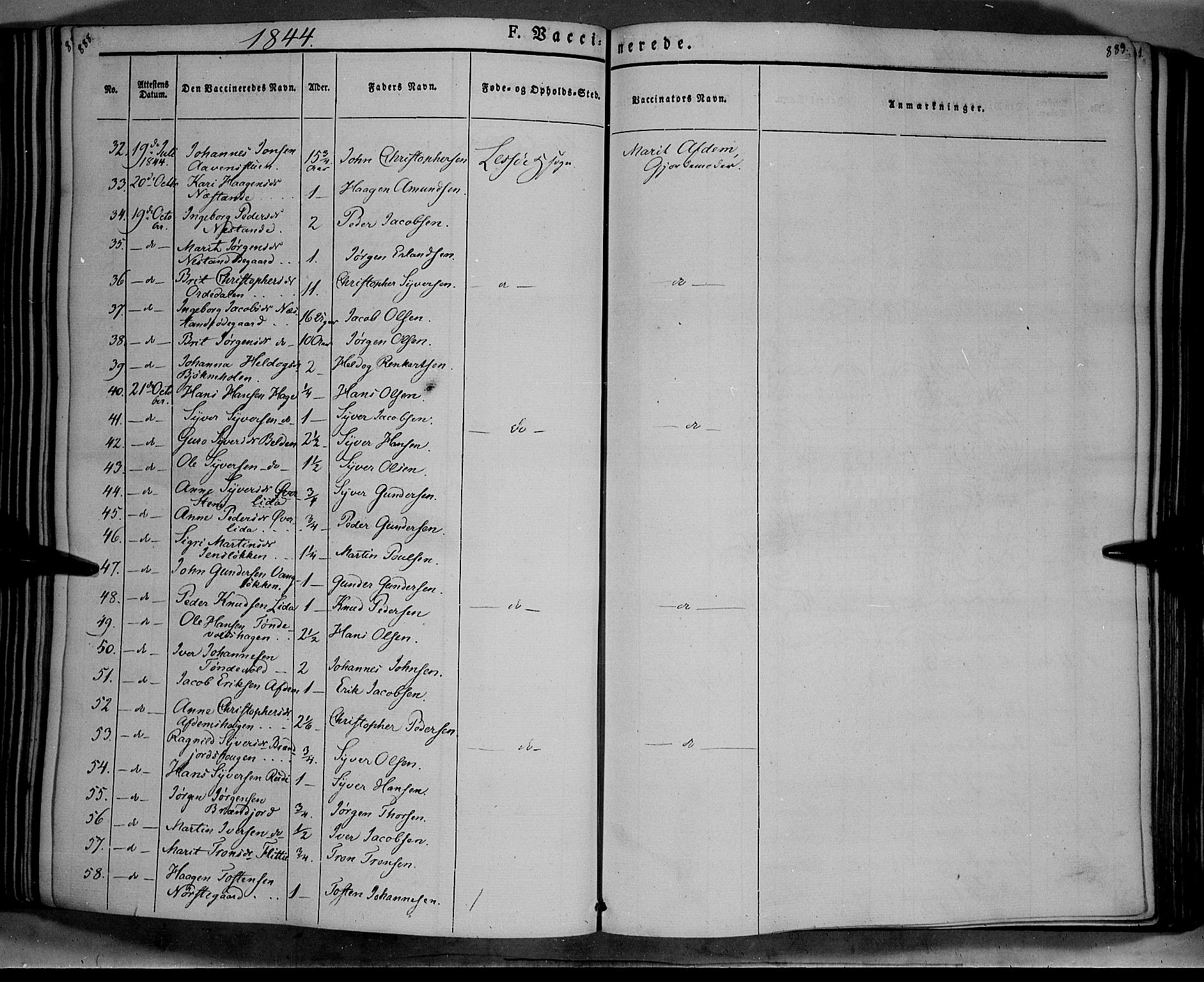 Lesja prestekontor, AV/SAH-PREST-068/H/Ha/Haa/L0006: Parish register (official) no. 6B, 1843-1854, p. 888-889