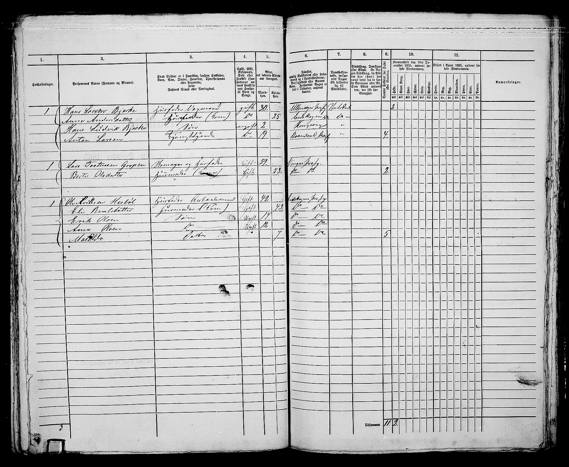 RA, 1865 census for Vinger/Kongsvinger, 1865, p. 124