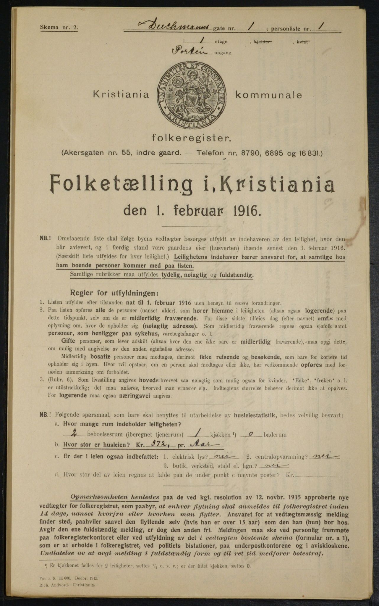 OBA, Municipal Census 1916 for Kristiania, 1916, p. 15705