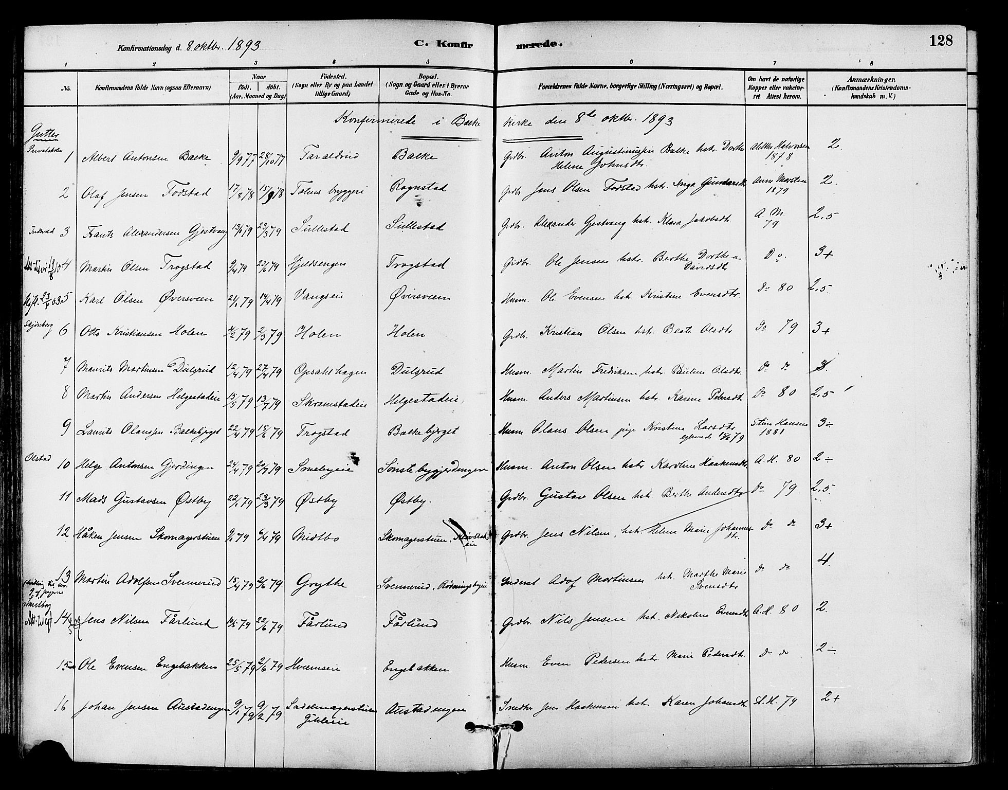 Østre Toten prestekontor, SAH/PREST-104/H/Ha/Haa/L0007: Parish register (official) no. 7, 1881-1896, p. 128