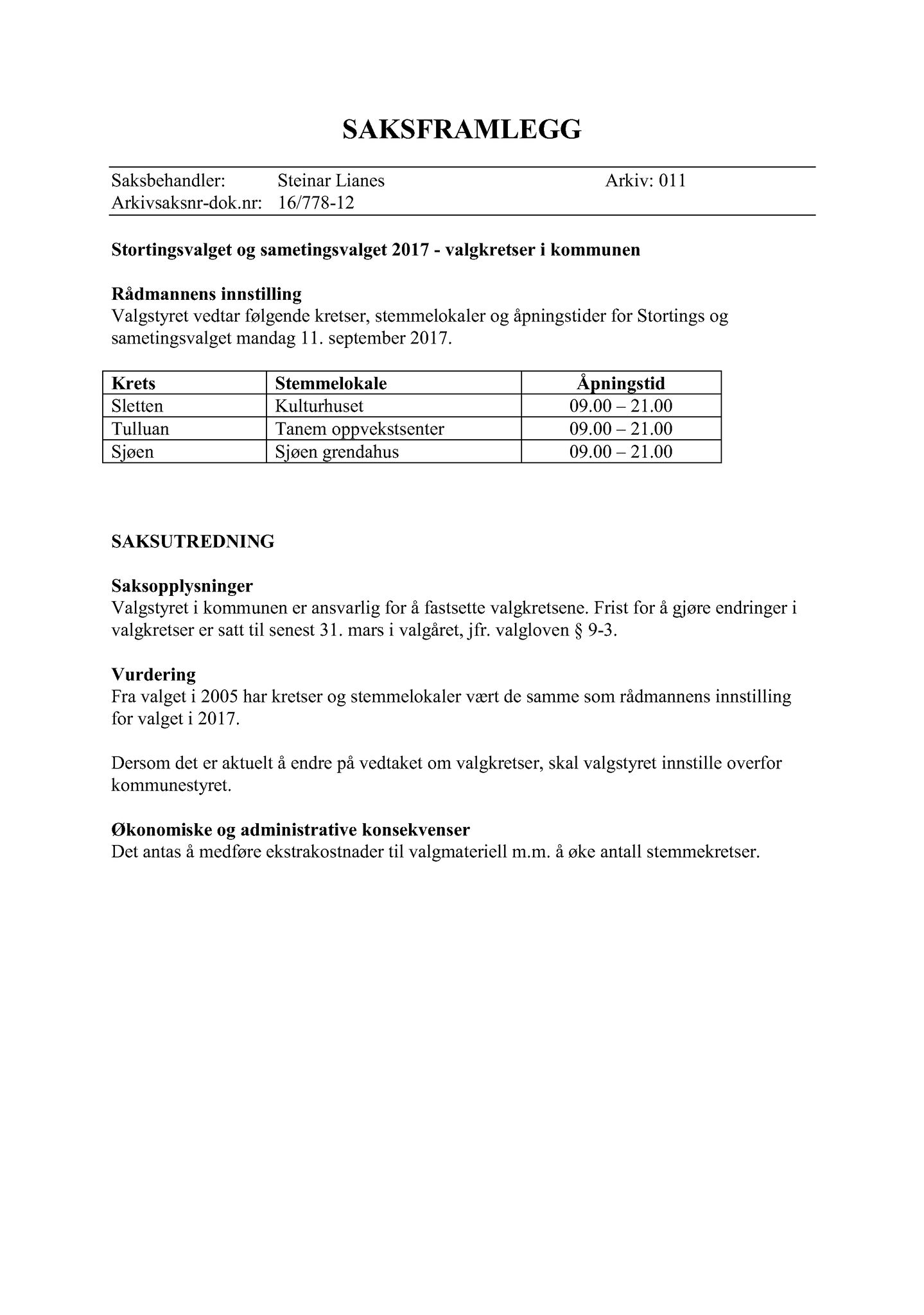 Klæbu Kommune, TRKO/KK/10-VS/L003: Valgnemnda - Møtedokumenter, 2017, p. 9