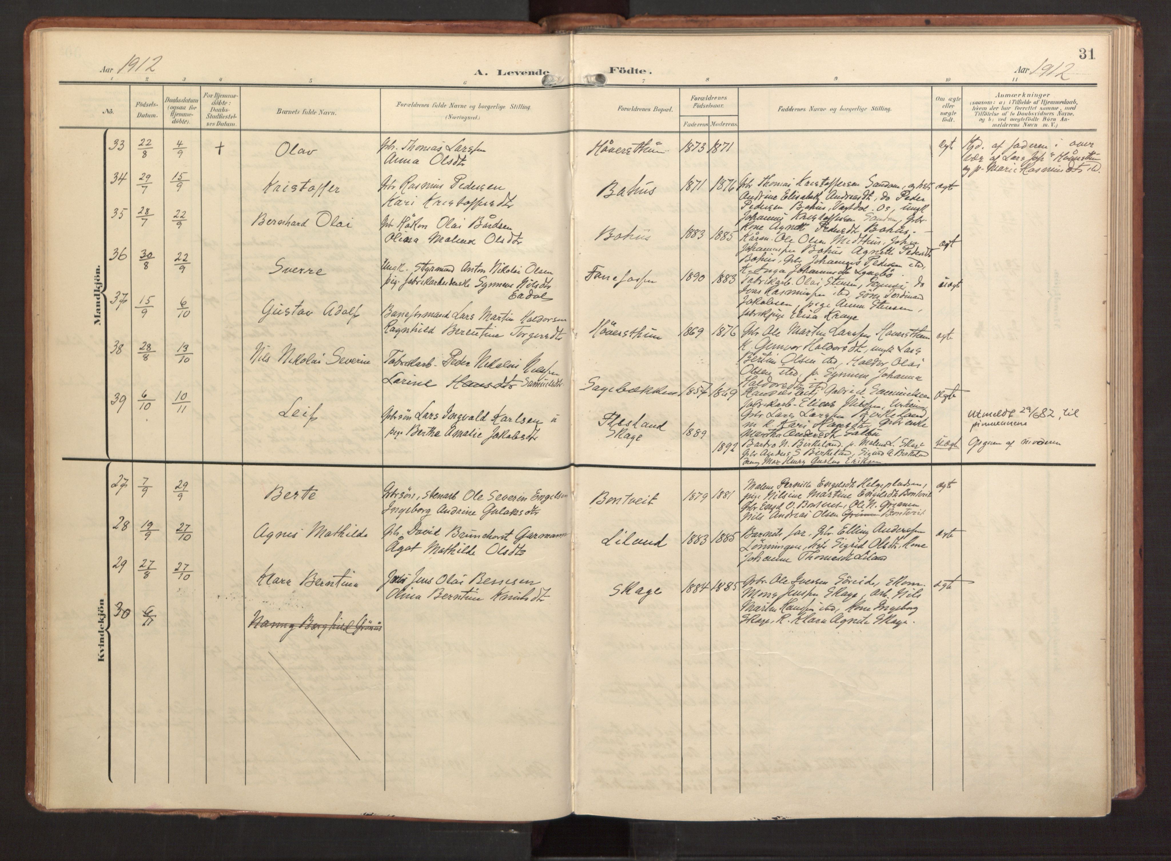 Fana Sokneprestembete, AV/SAB-A-75101/H/Haa/Haab/L0004: Parish register (official) no. B 4, 1908-1915, p. 31